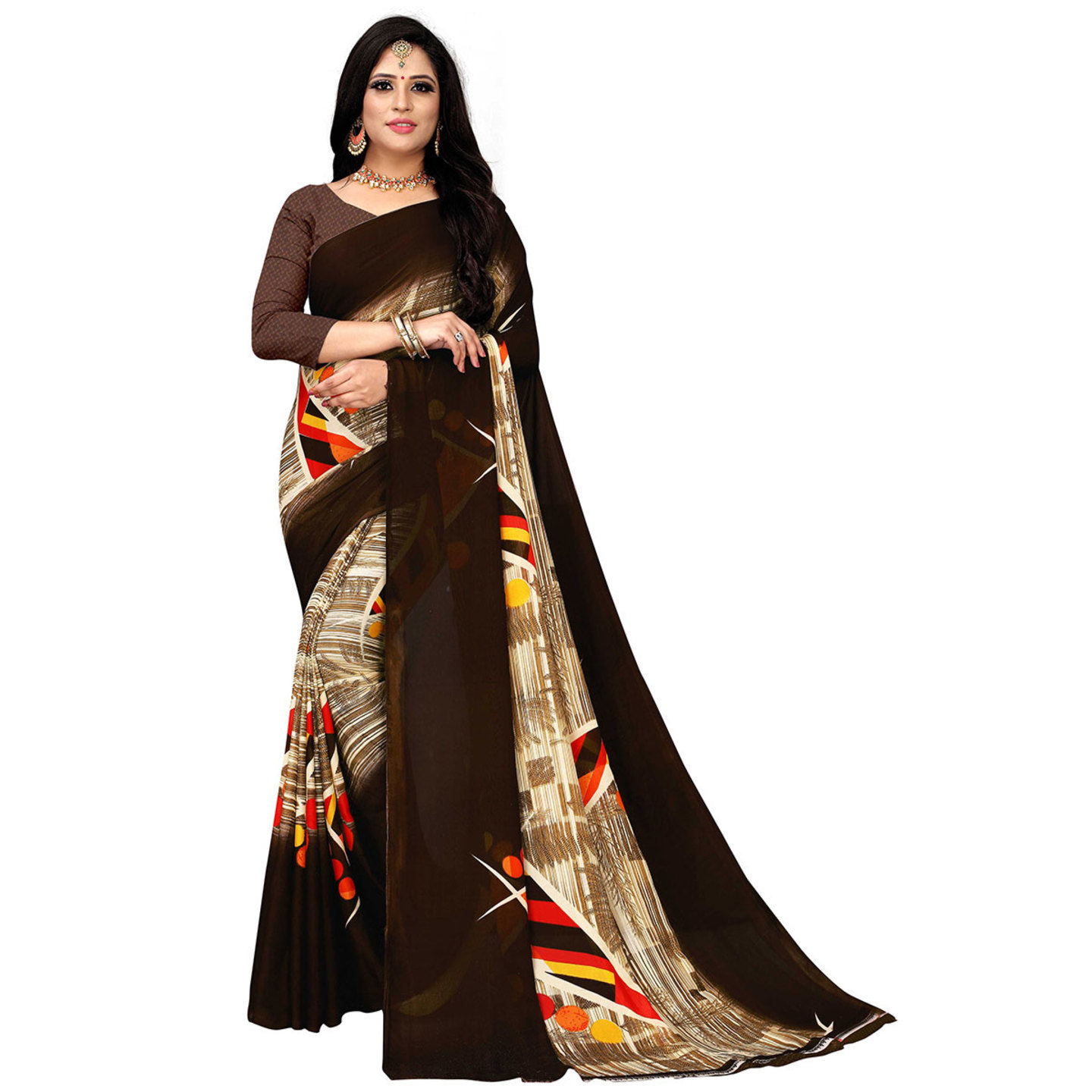 Attractive Latest Women's Polyester Printed Dailywear Saree