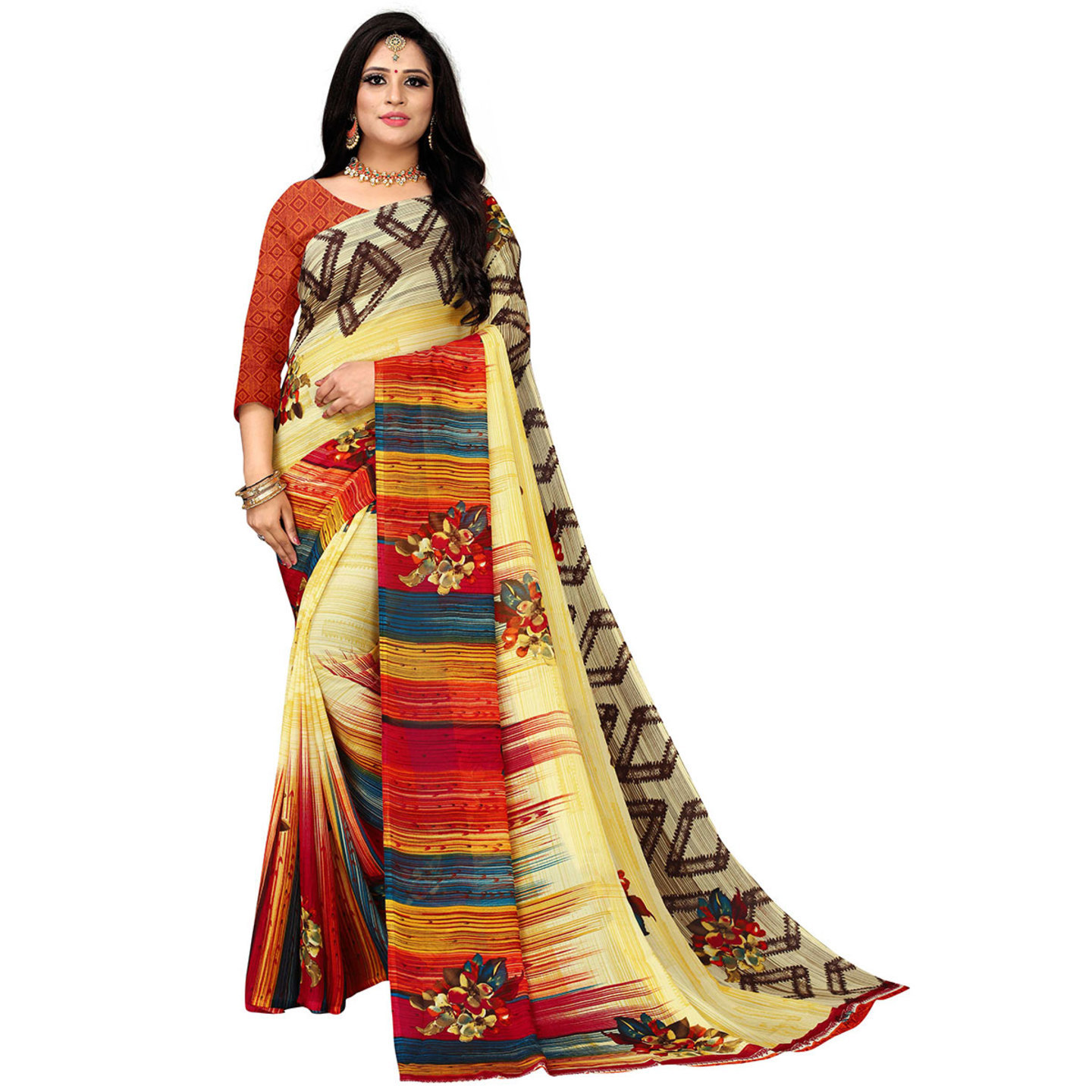 Gorgeous Latest Women's Polyester Printed Dailywear Saree