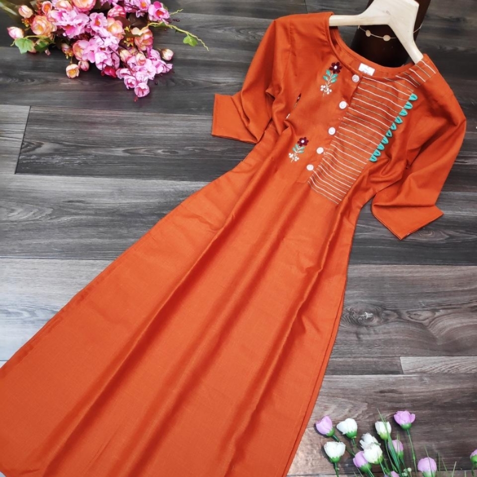 Orange ruby Cotton kurti