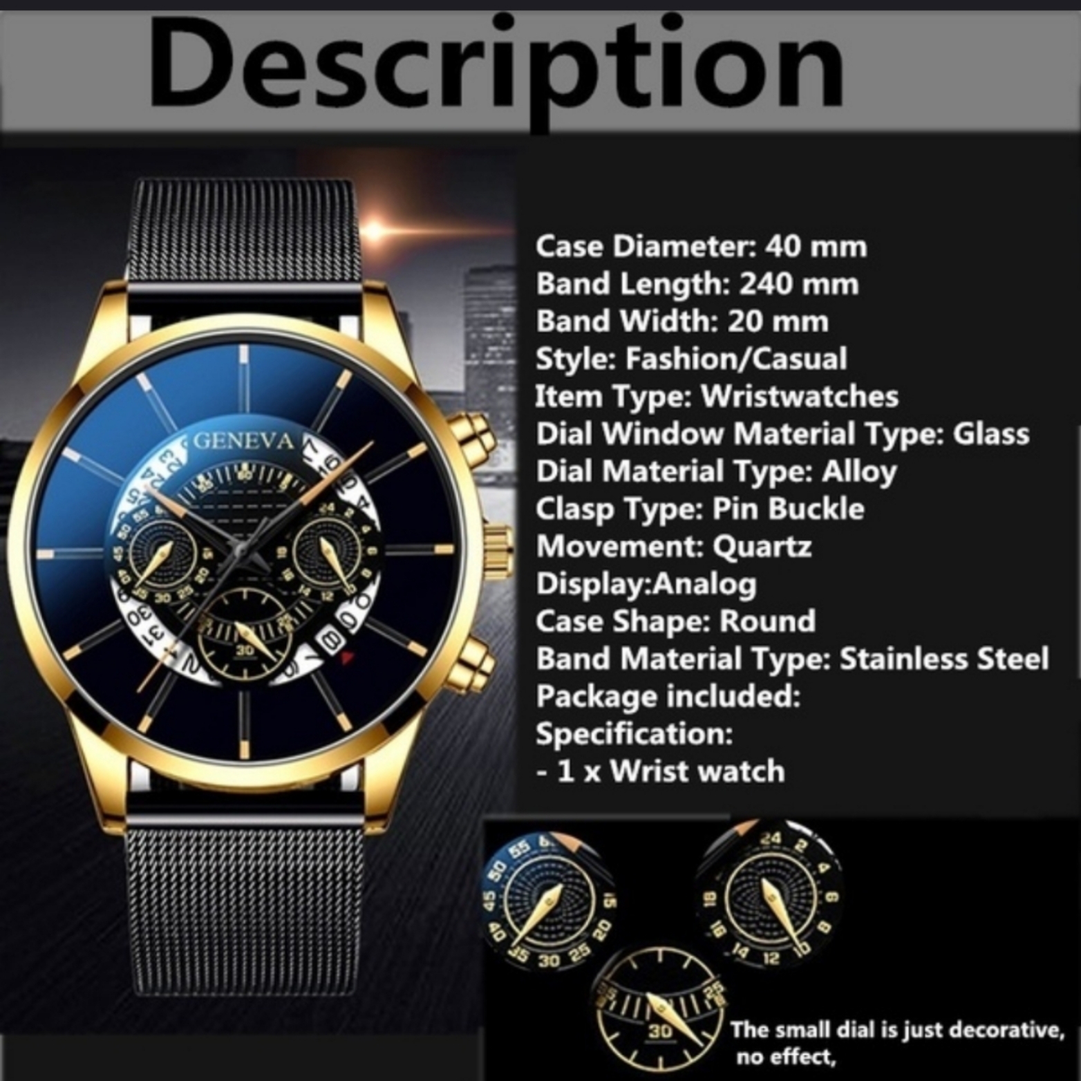 Geneva Mens Ultra Thin Luxury Watch