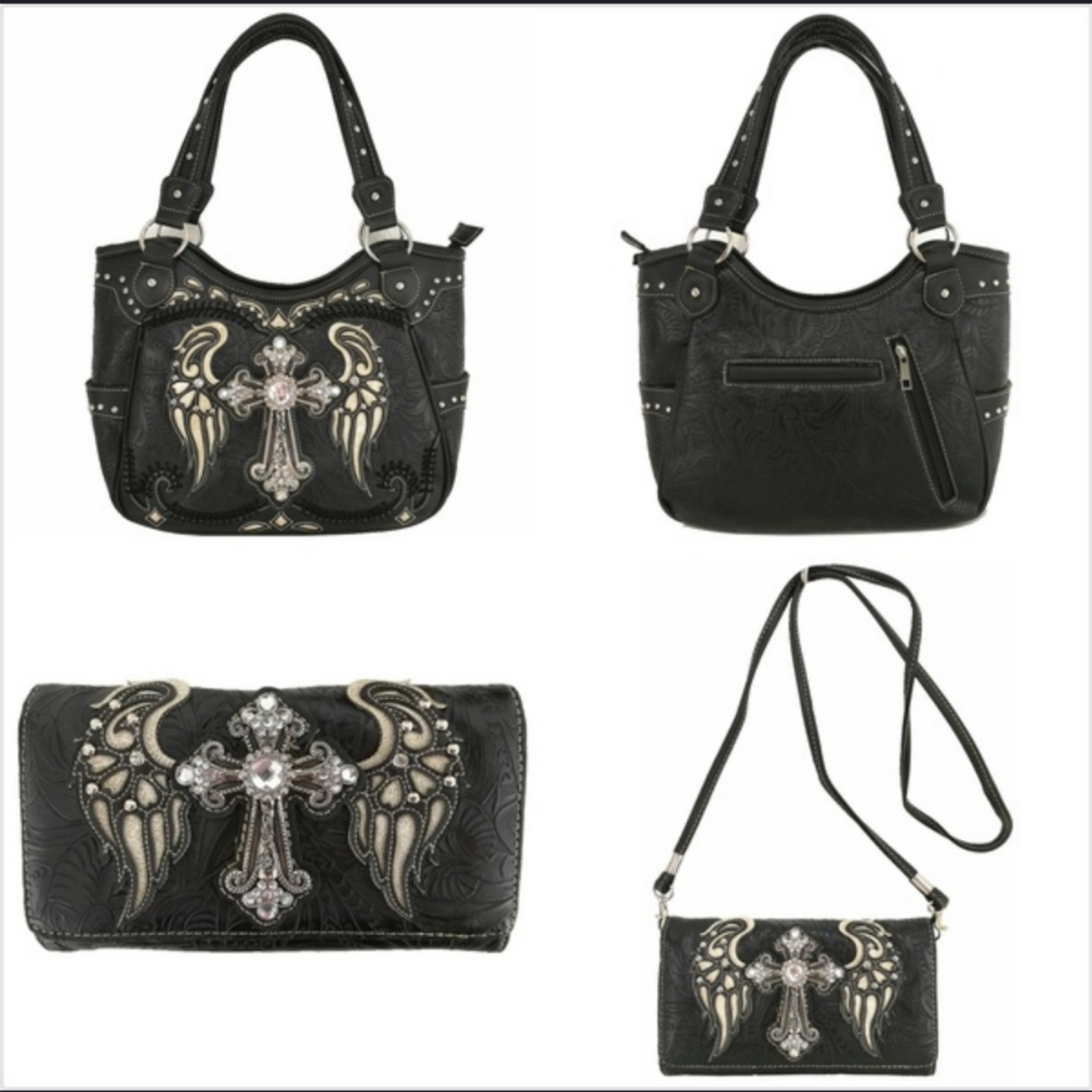 Western Rhinestone Cross Laser Cut Concealed Carry Purse