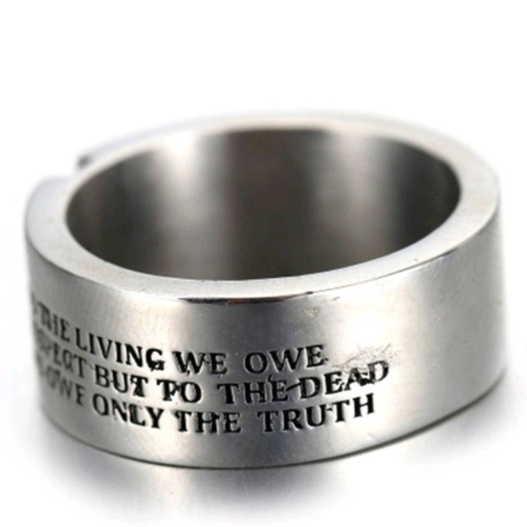 Golden Skull Head Titanium Concave Carved Words 