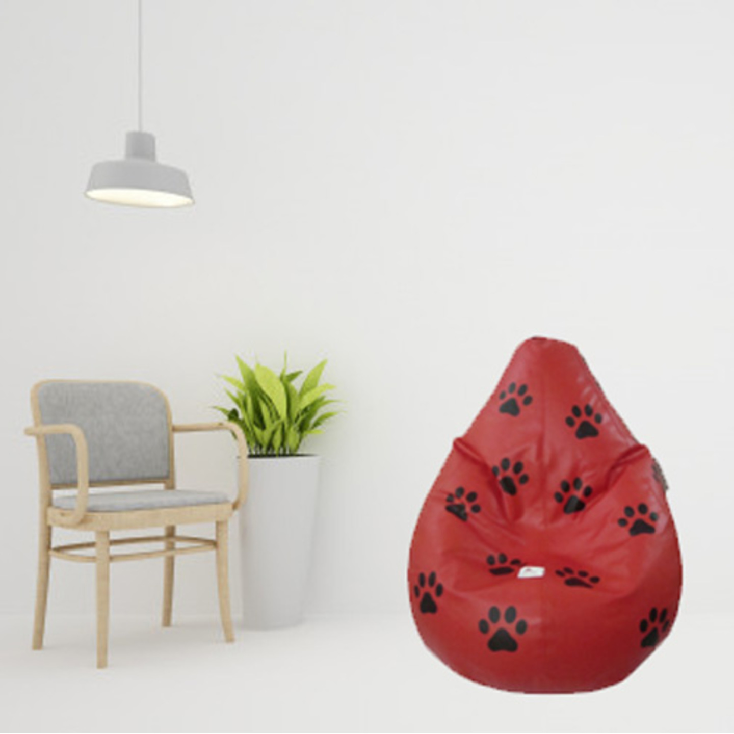 Bean Bag Red - Paw design - XXL
