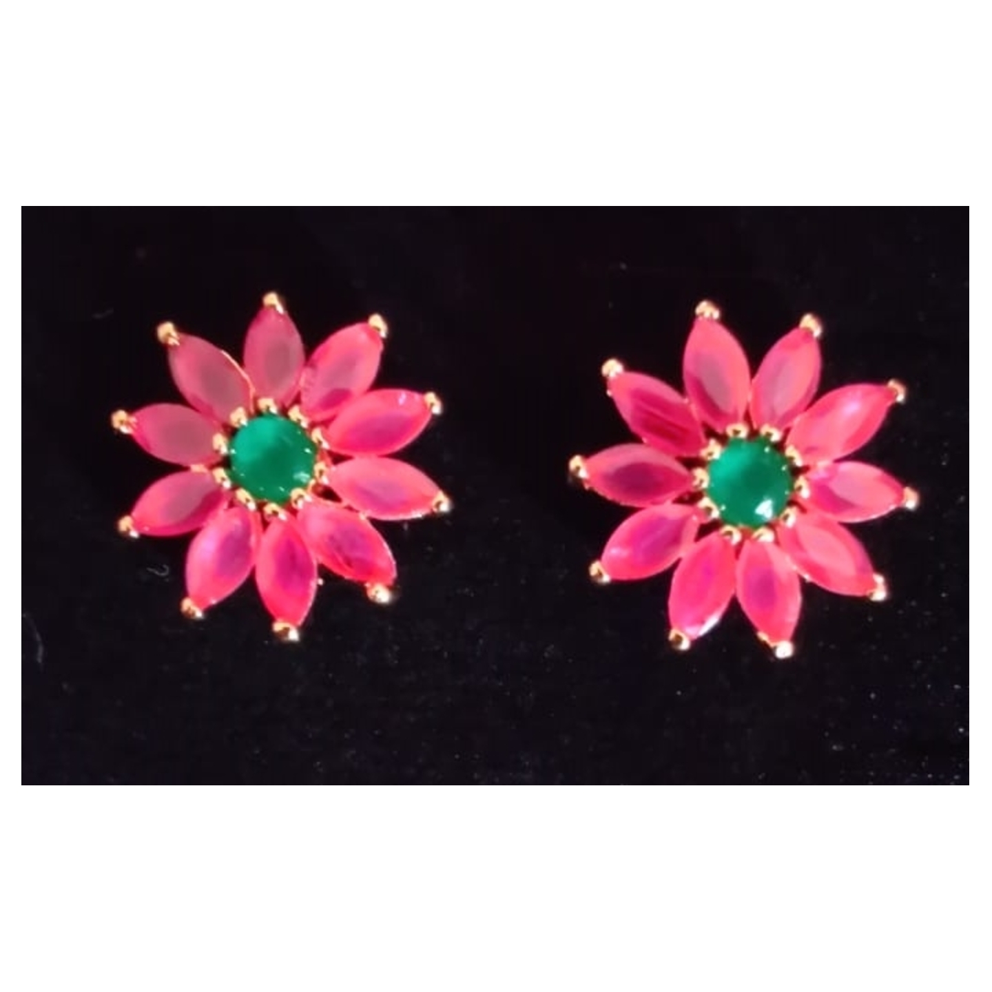 Red & Green Ruby Studded Studs