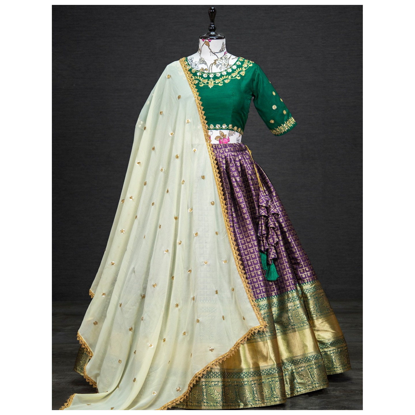 Silk (Jacquard) Lehenga Choli Wine Color