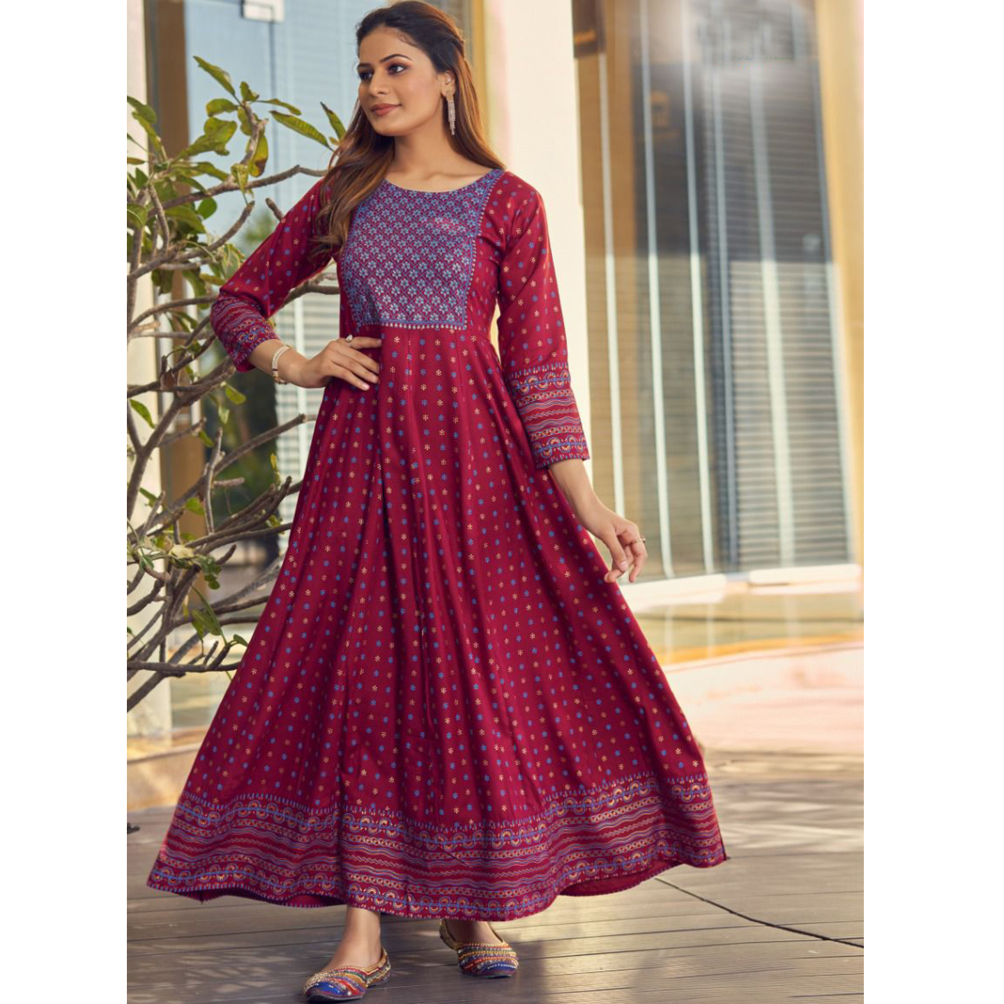 Long Printed Gown