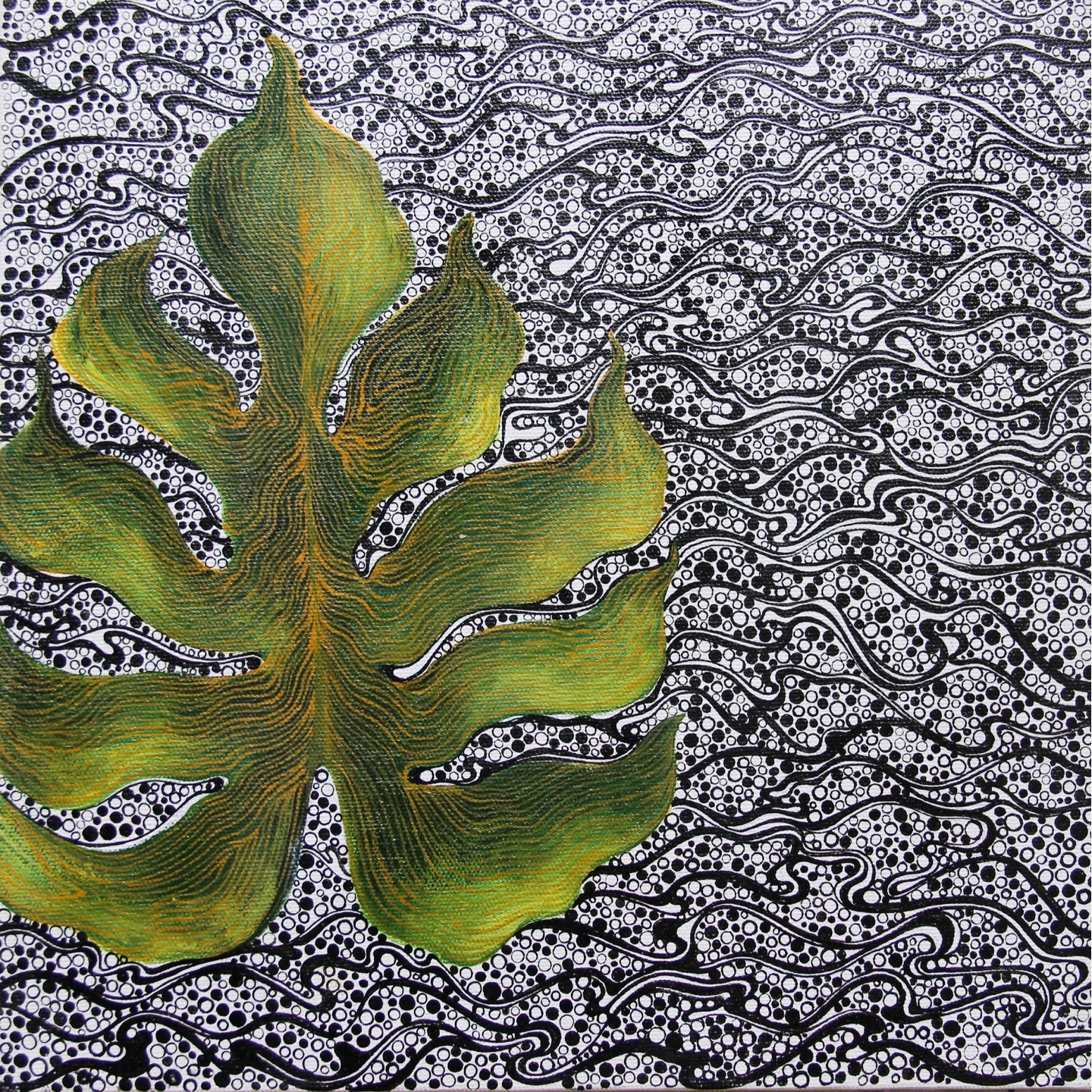 Palm Corner Acrylic on Canvas Hand Painting By Artist Shayani Boral