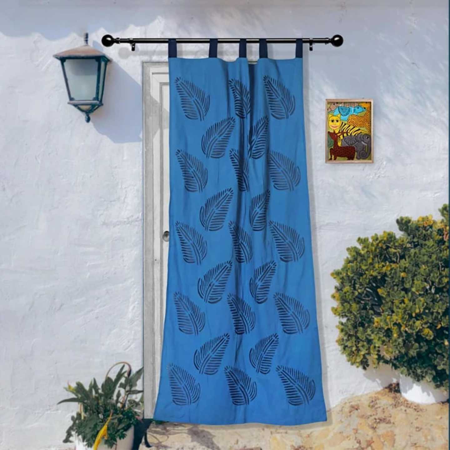 Applique Hand work Cotton Curtains - Leaves Design