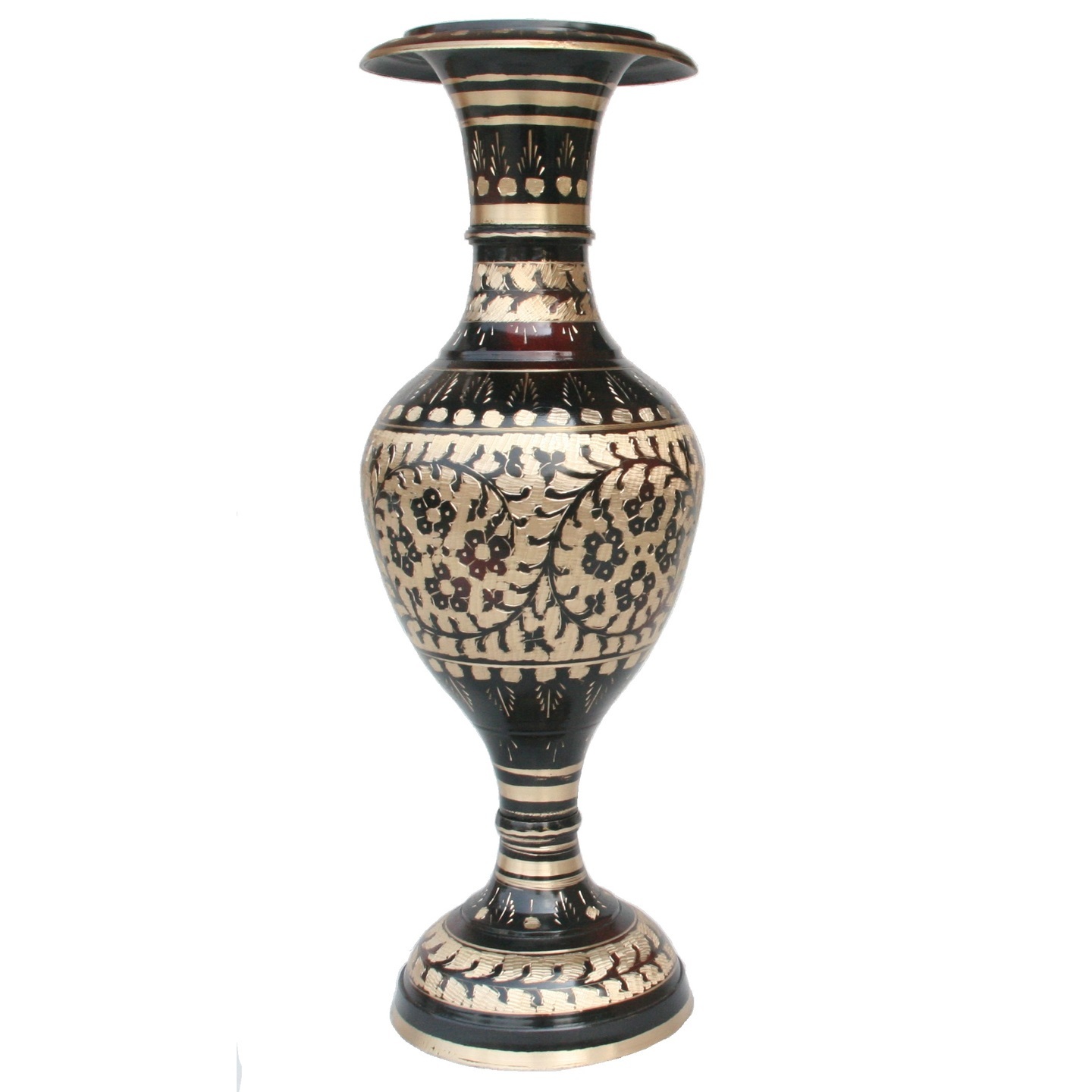Brass Black Meenakari Flower Vase (14 inches)
