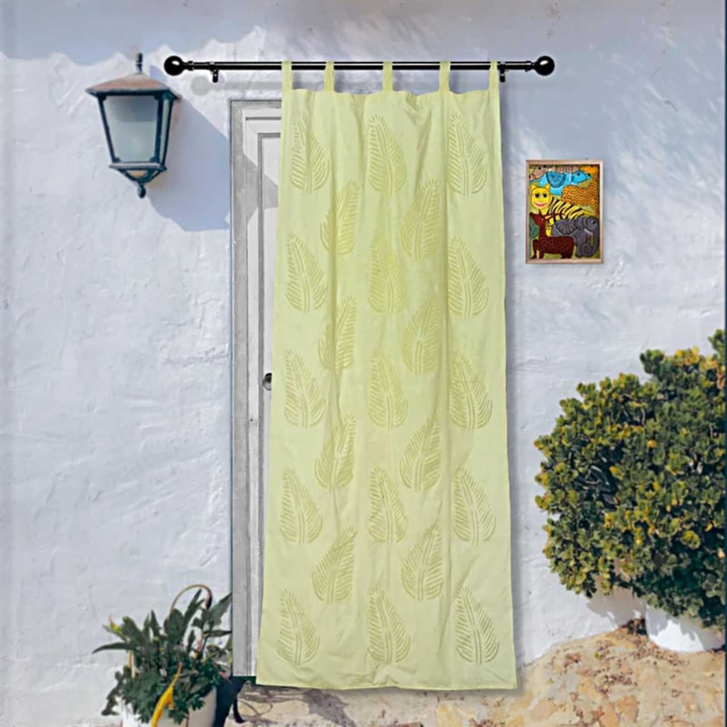 Applique Hand work Cotton Curtains - Leaves Design