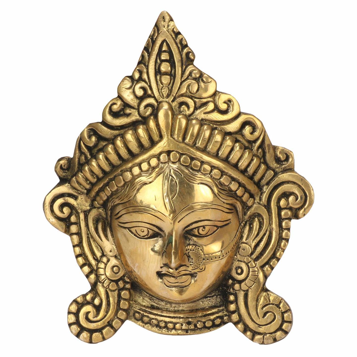 Golden Metal Sculpture A Divine Durga Maa