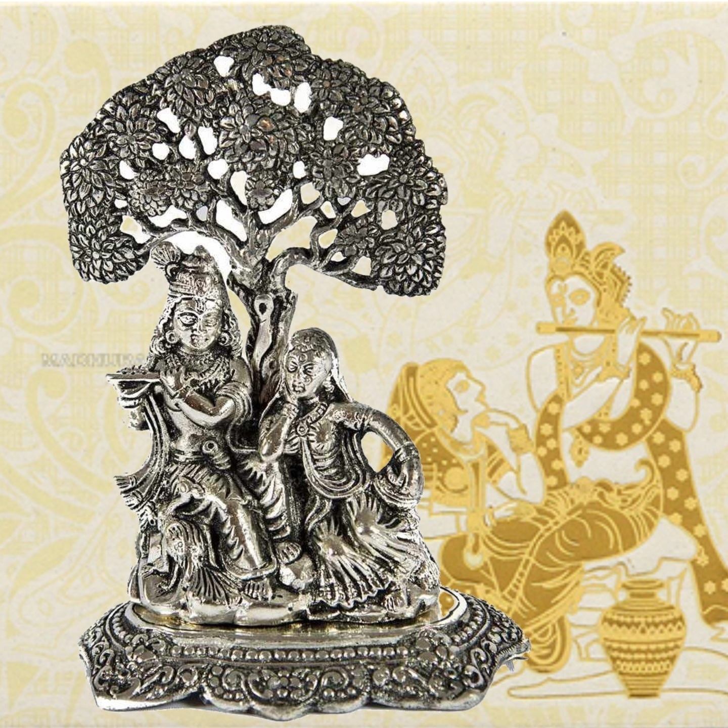 Radha Krishna Statue under Tree