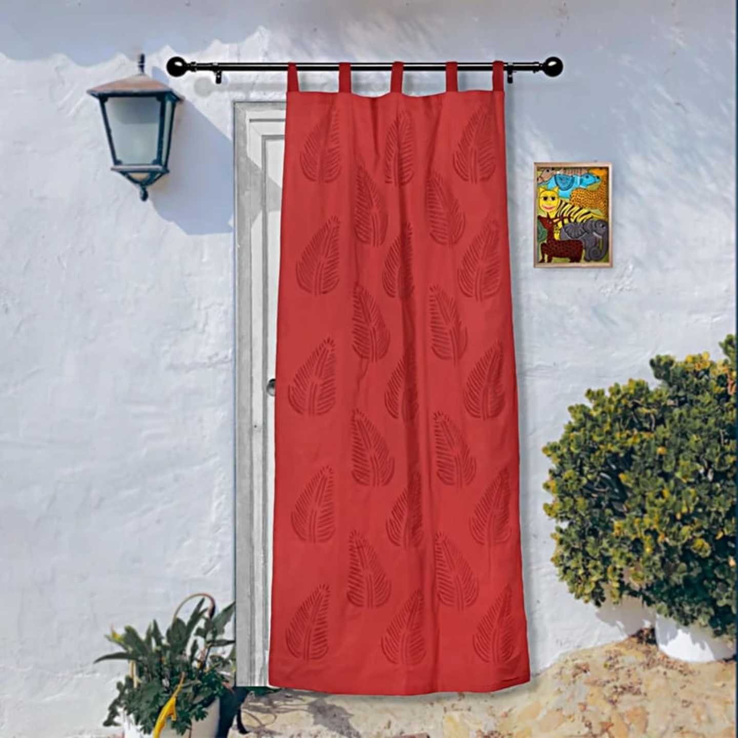 Applique Hand work Cotton Curtains - Leaves Design