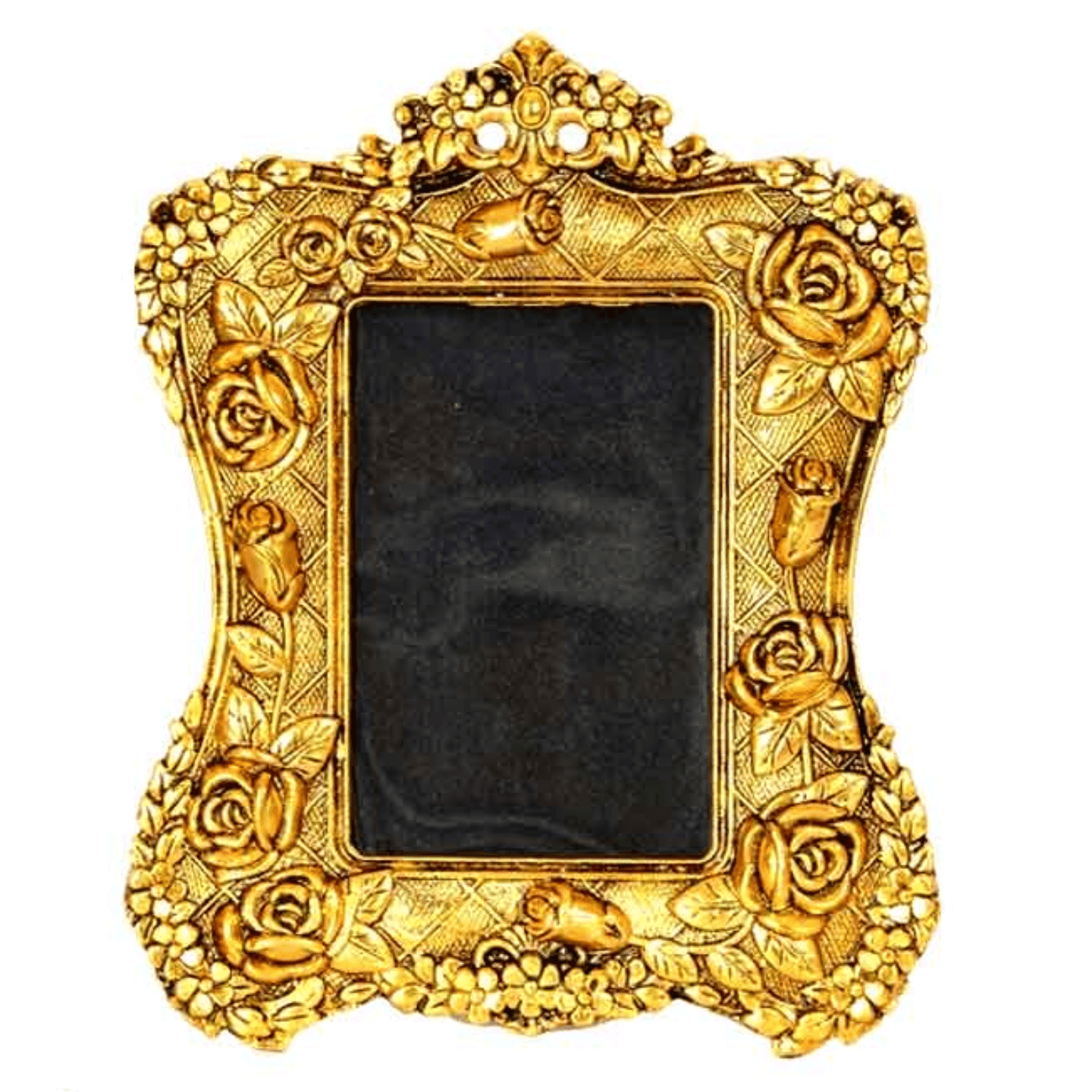 Gold Plated Aluminium Photo Frame With Rose And Leaf Design