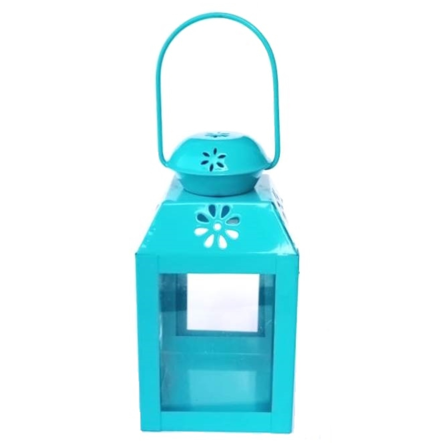 Decorative Iron Blue Lantern with Tealight Candle (15.5 x9 x8 cm)