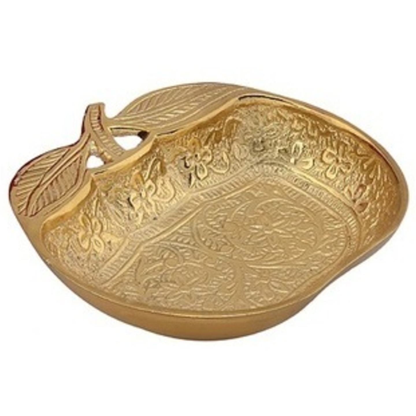Brass Golden Beautifully Curved Apple Fruit Tray (2.5 x 13 x12 cm)