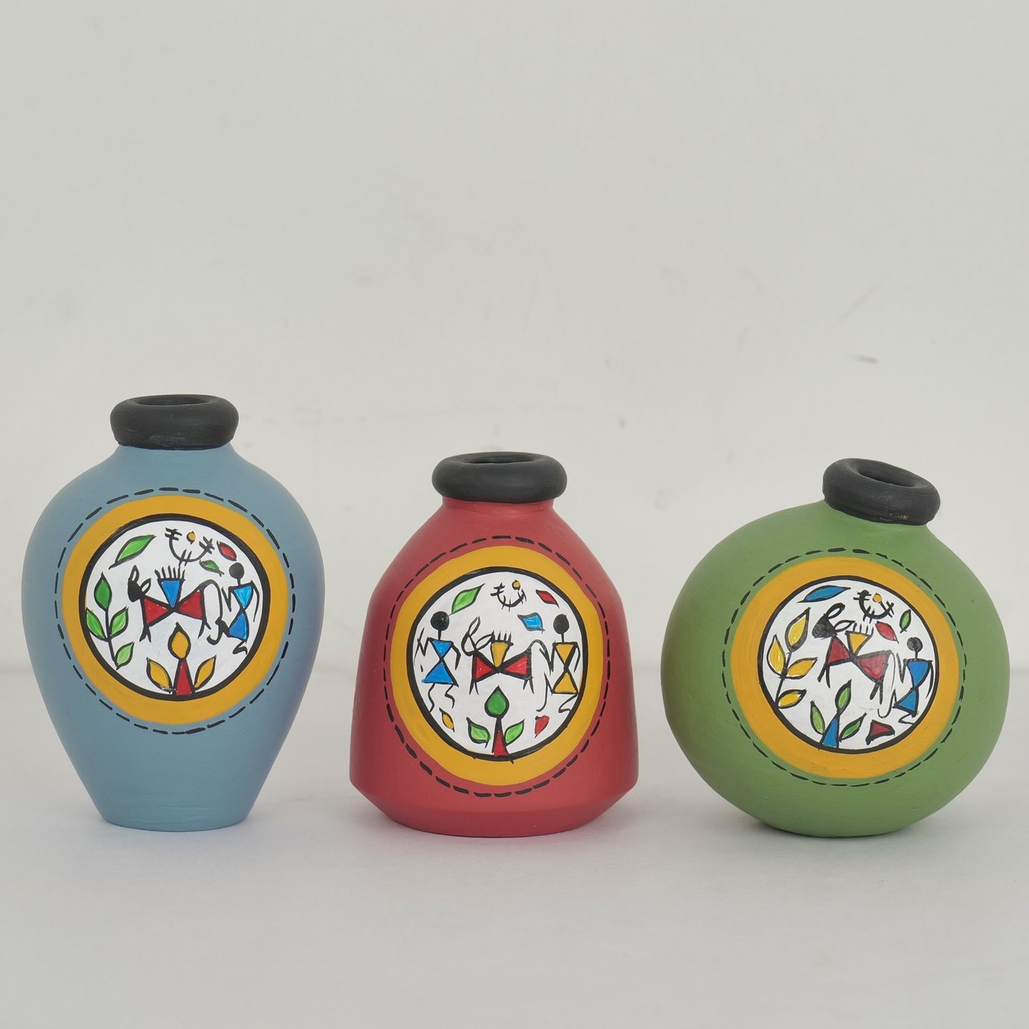 Multicolor Terracotta Hand Painted Miniature Vases