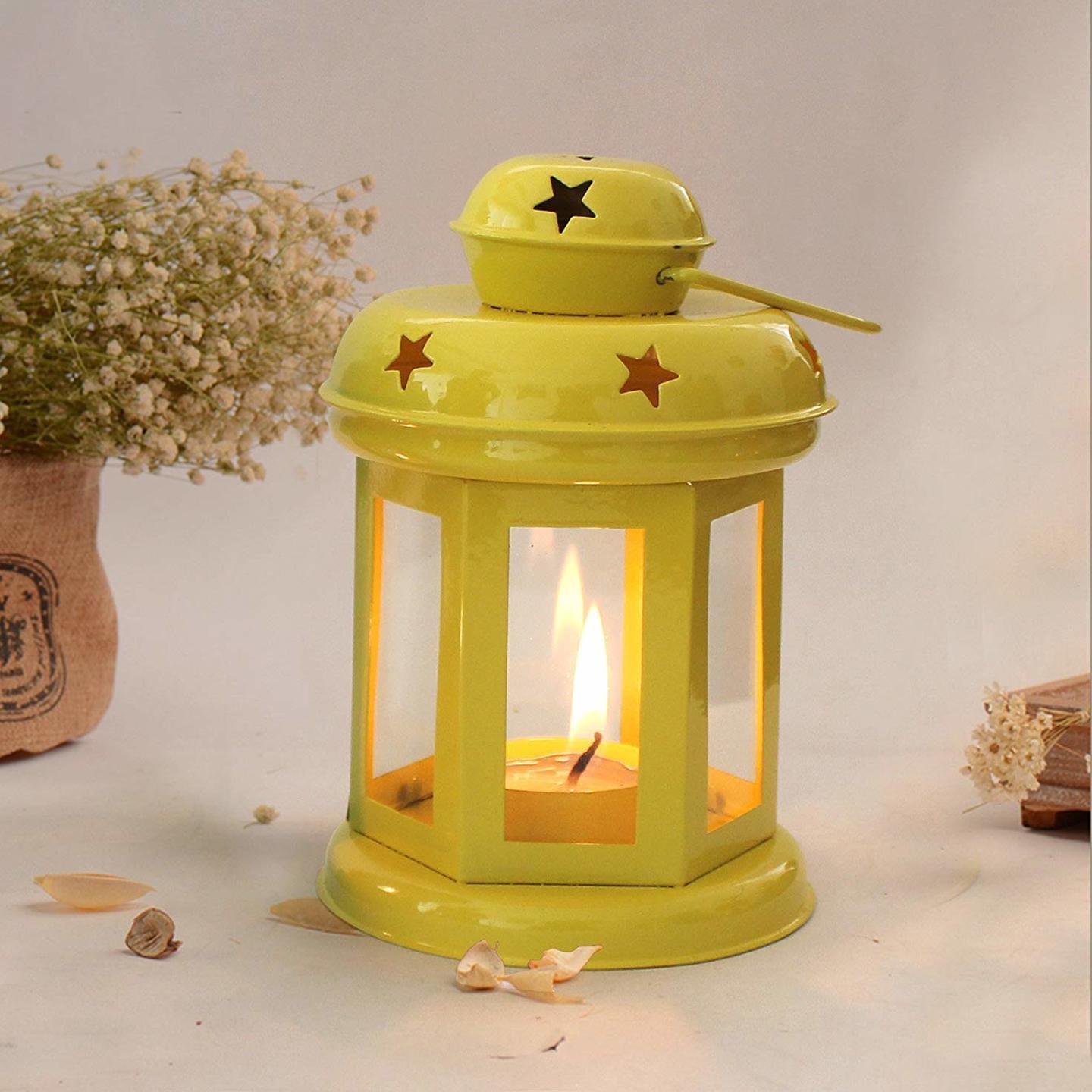 Decorative Iron Lantern With Tealight Candle (Multi-color)