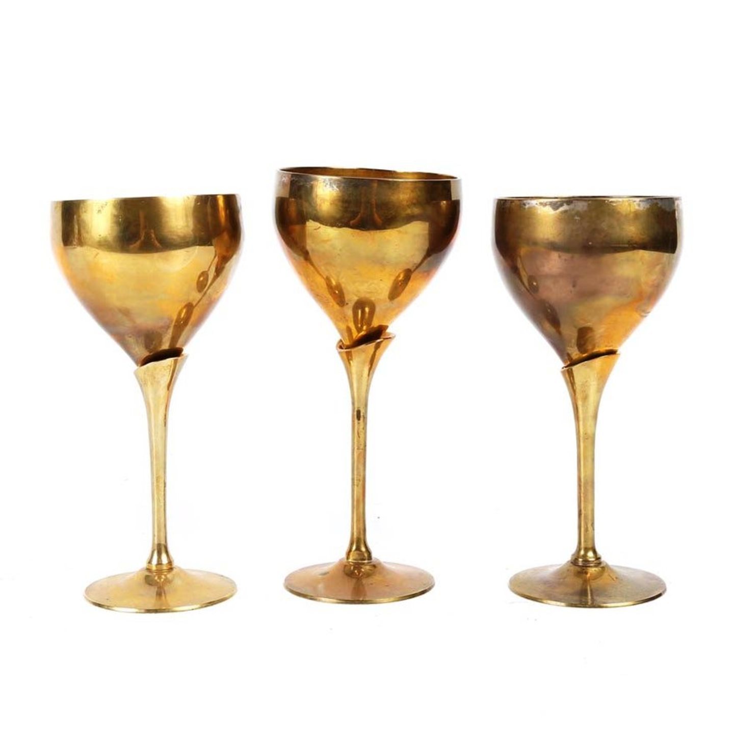 Golden Plated Brass Wine Glass Goblet - Single Piece (14 x 6 x 6 cm)