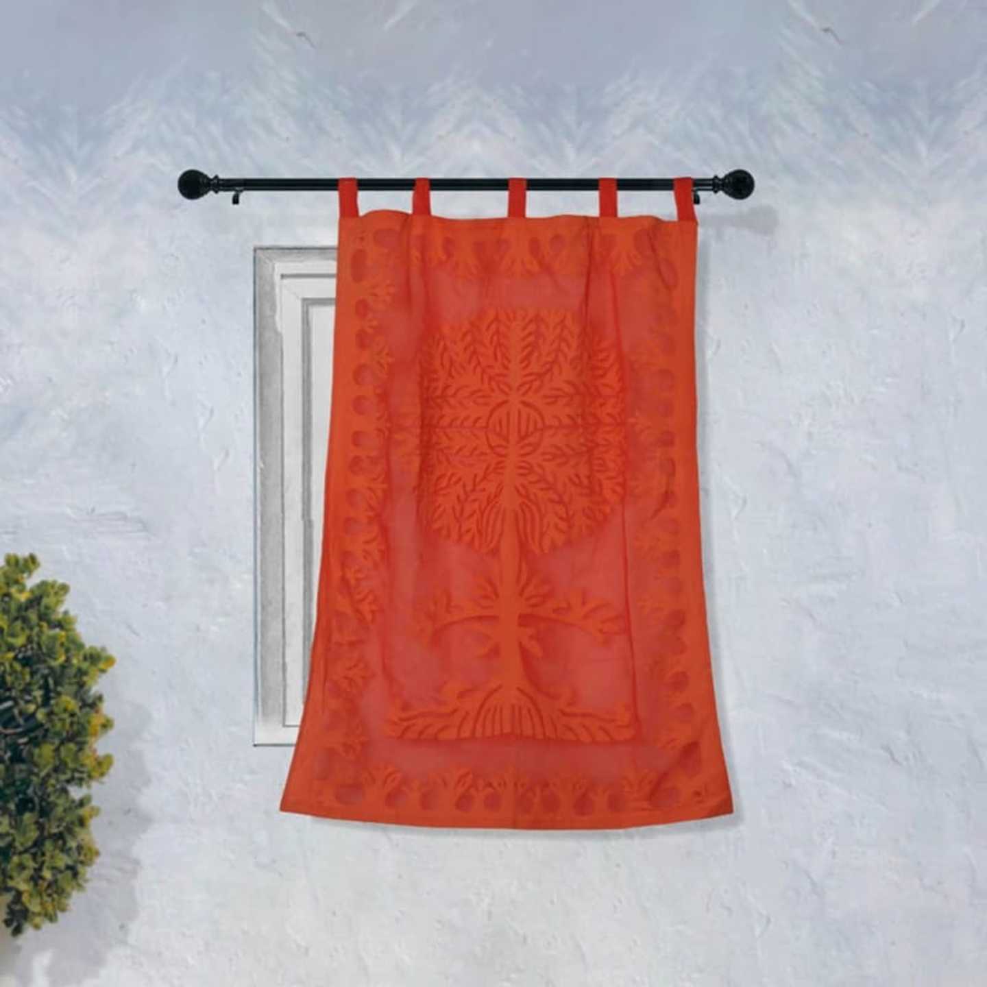 Applique Hand work Cotton Curtains - Tree Design