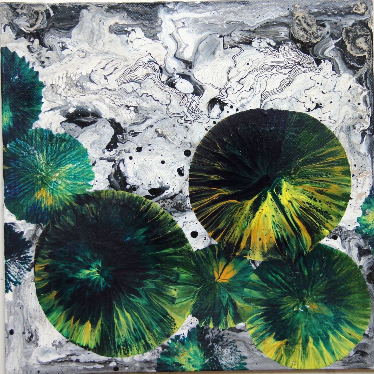 Floating Leaves Acrylic on Canvas Hand Painting By Artist Shayani Boral