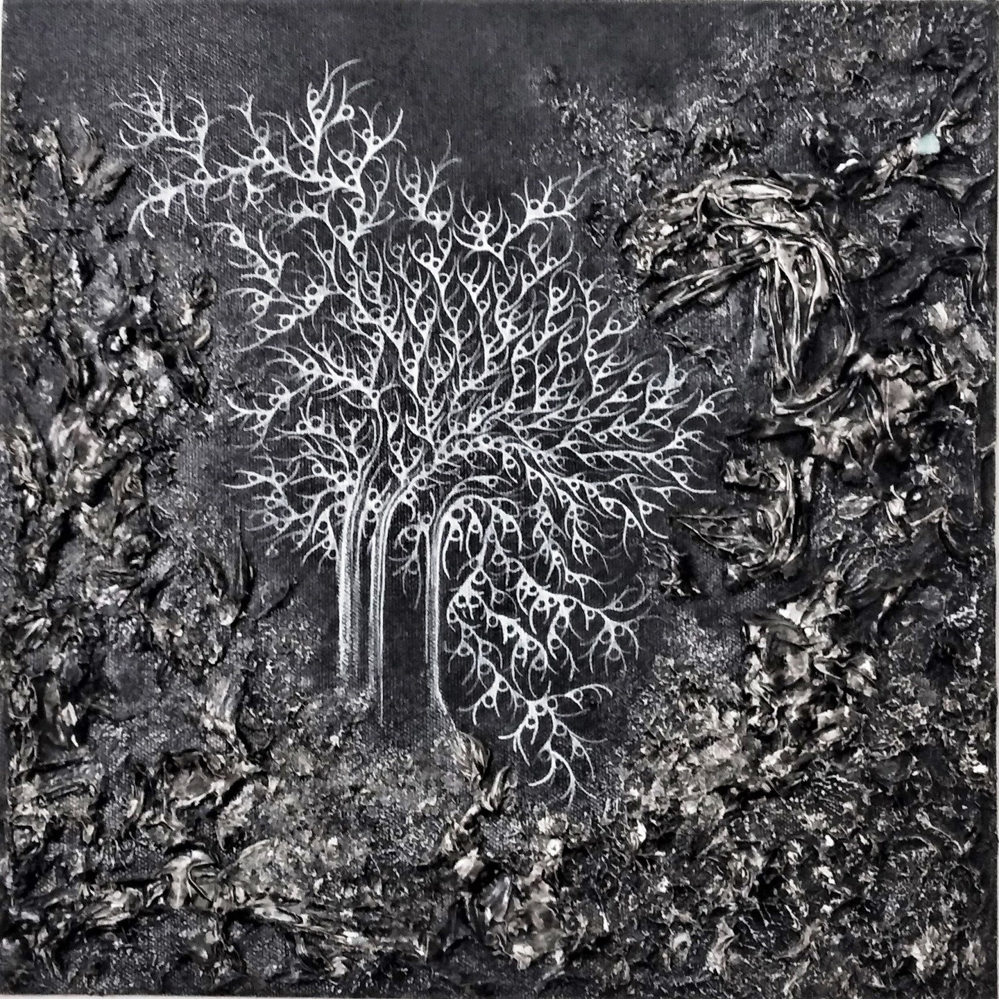 Midnight Forest Mixed Media on Canvas Hand Painting By Artist Shayani Boral