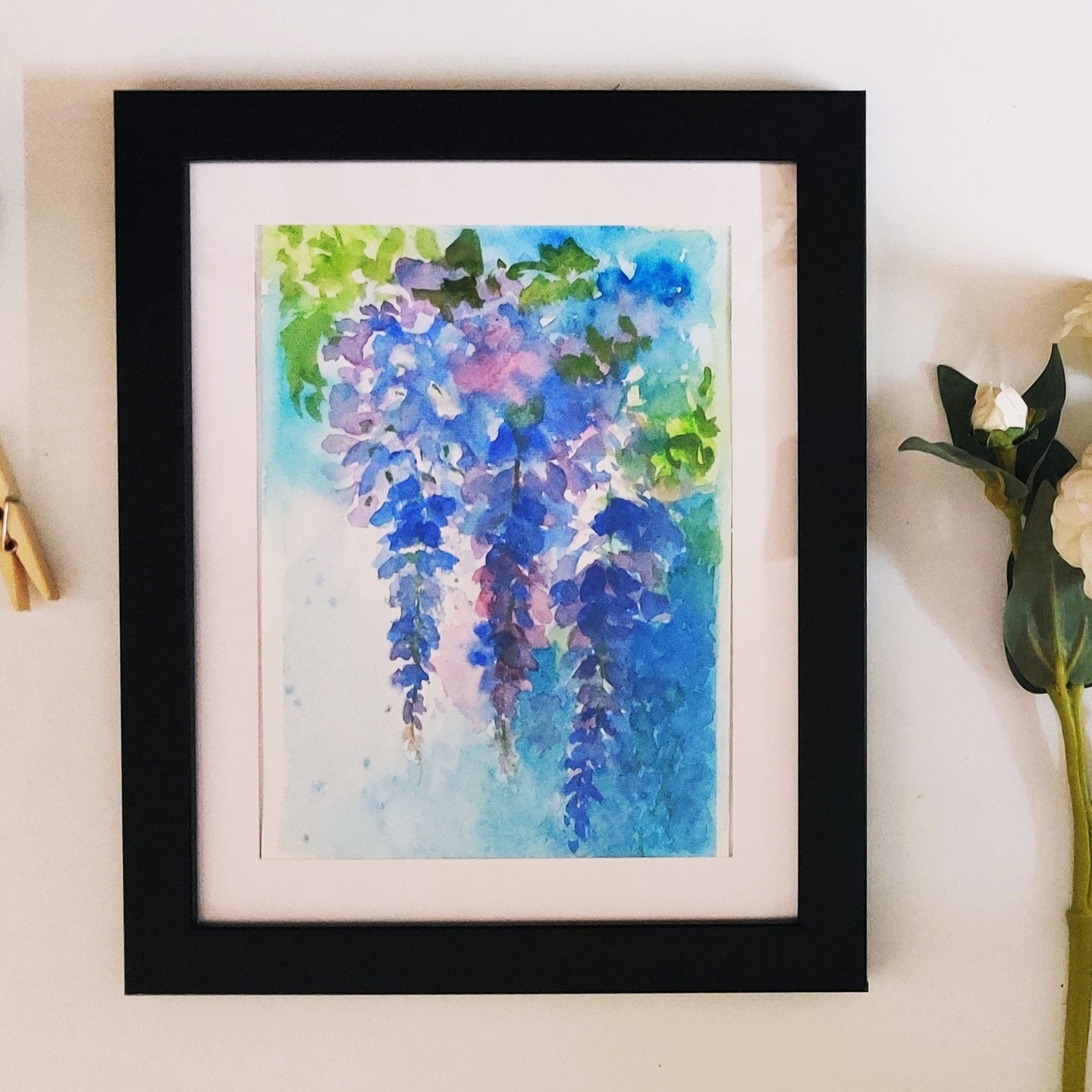 ‘Lavender florals’ – Framed Watercolor illustration of lavenders (A5 size paper)
