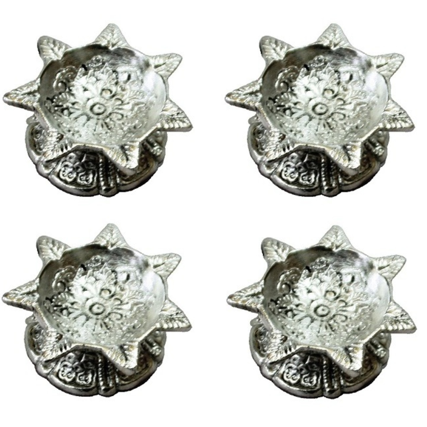 White Metal Saptbati Deepak (Set of 4)