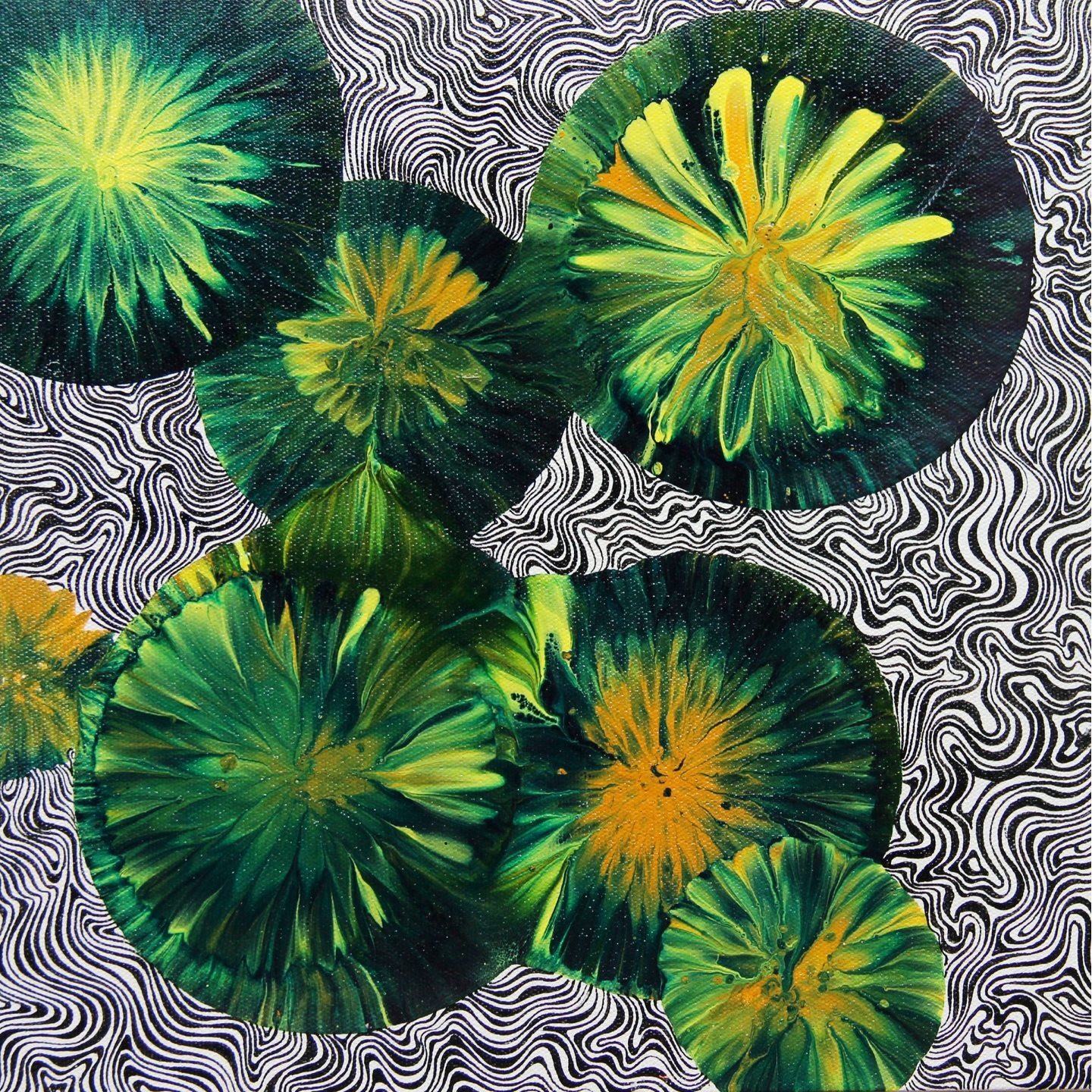Floating Leaves Acrylic on Canvas Hand Painting By Artist Shayani Boral