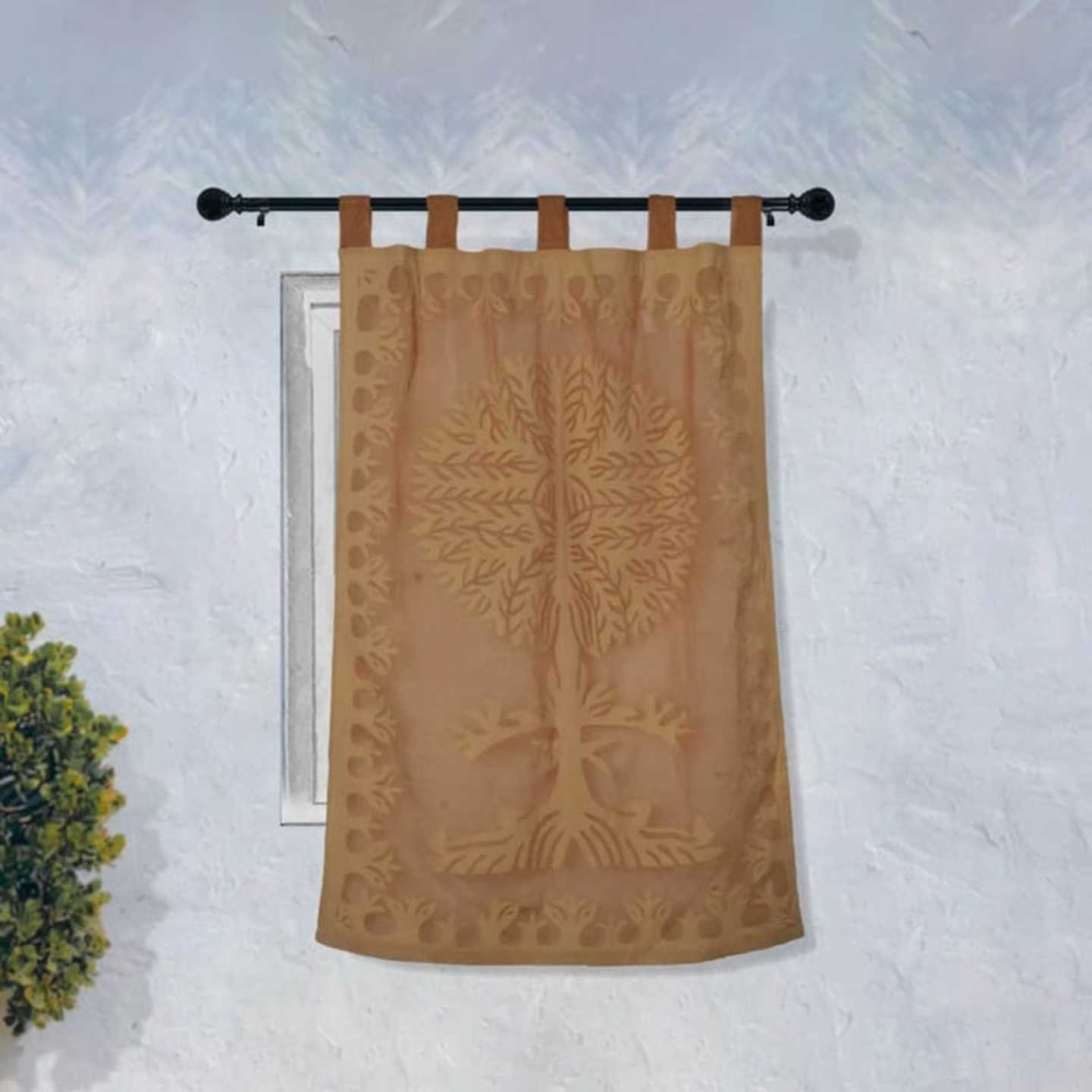 Applique Hand work Cotton Curtains - Tree Design