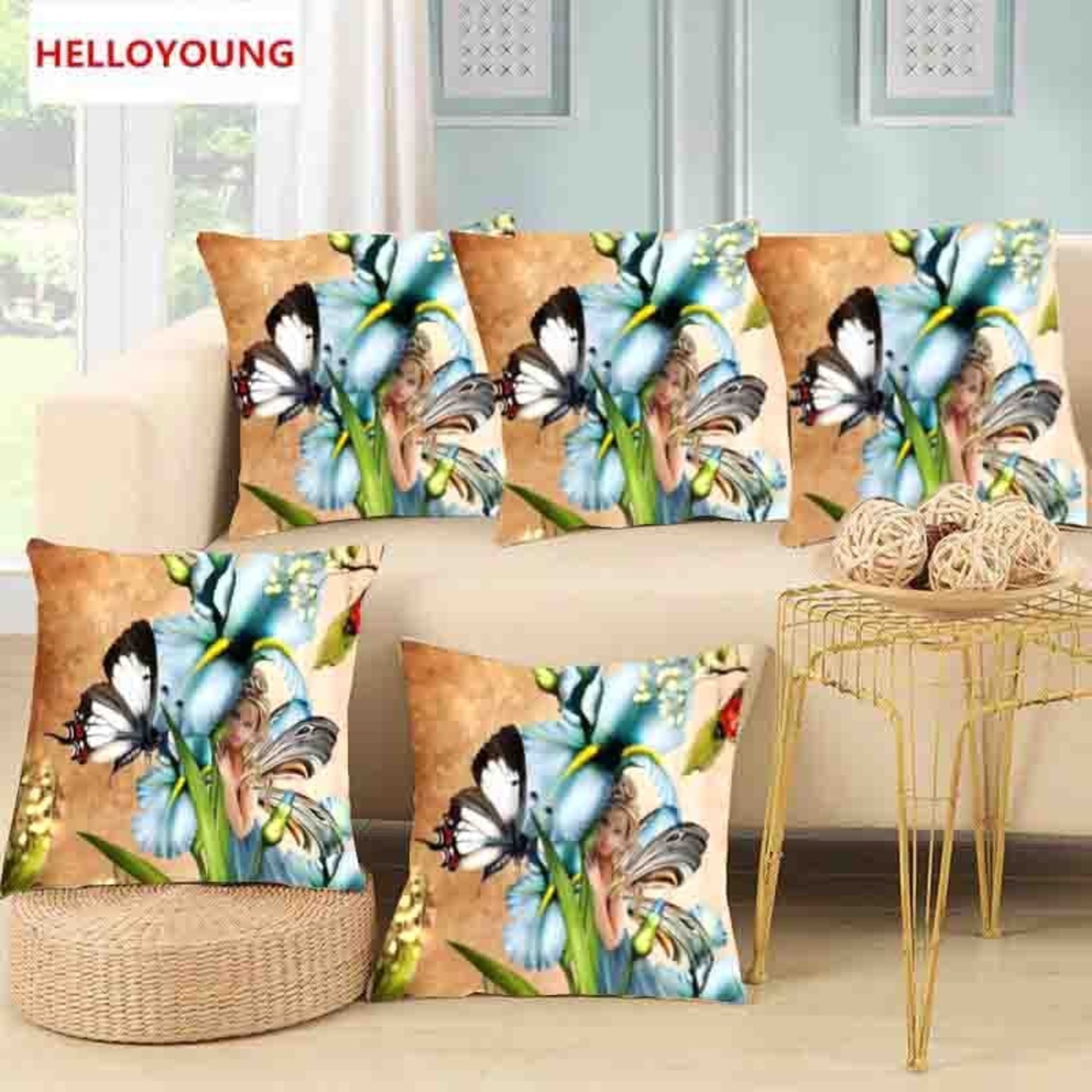 Heavy Jute Cushion Covers Set of 5 pcs