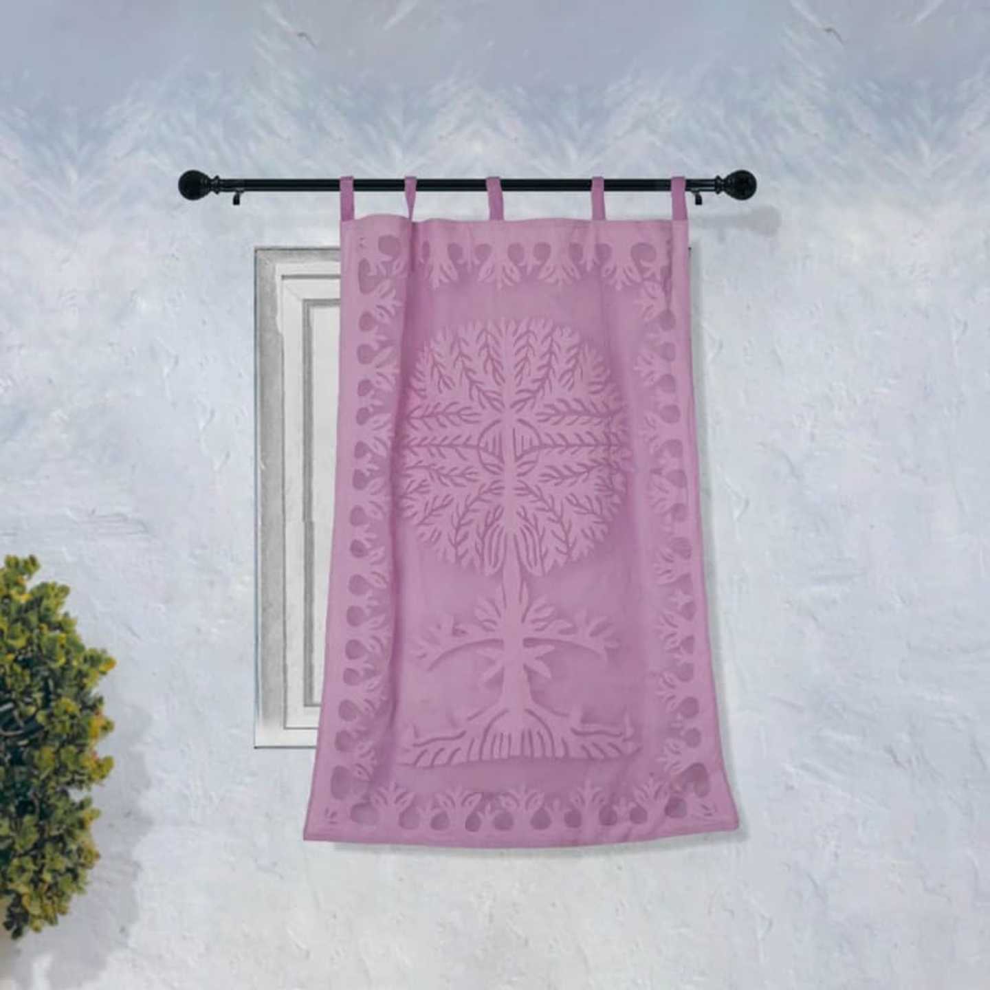 Applique Hand work Cotton Curtains - Tree Design