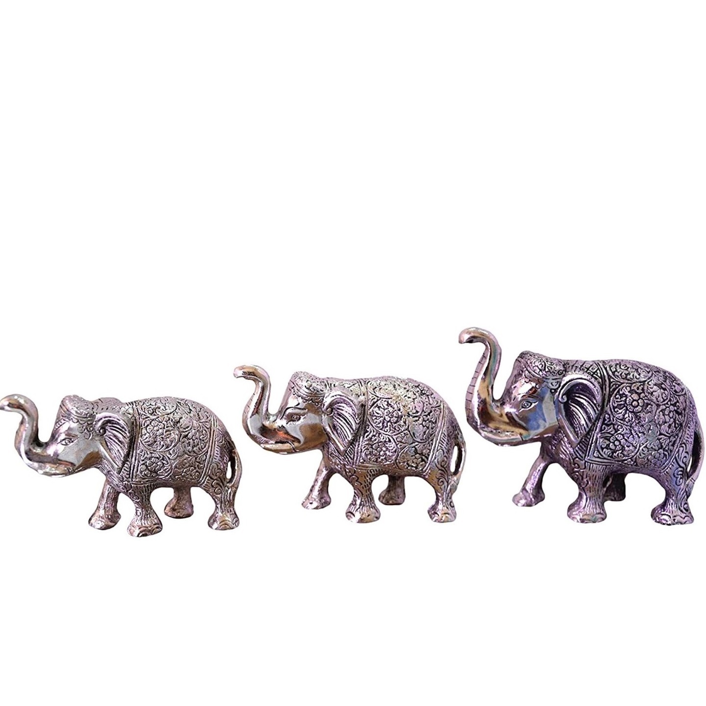 Antique White Metal Elephant Set of 3 (4.5", 4", 3.5", 1.200 kg)
