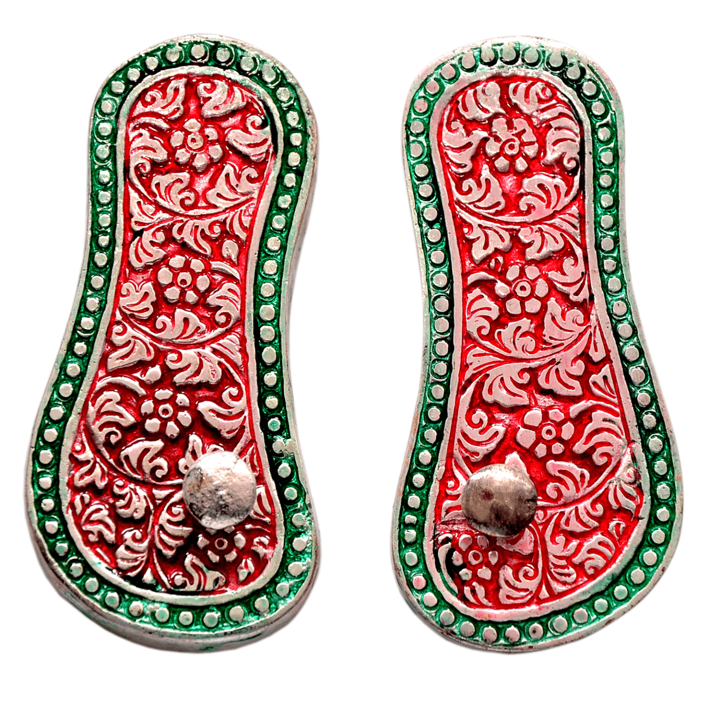 White Metal Golden Maa Lakshmi Charan Paduka (2 x11 x 12 cm)