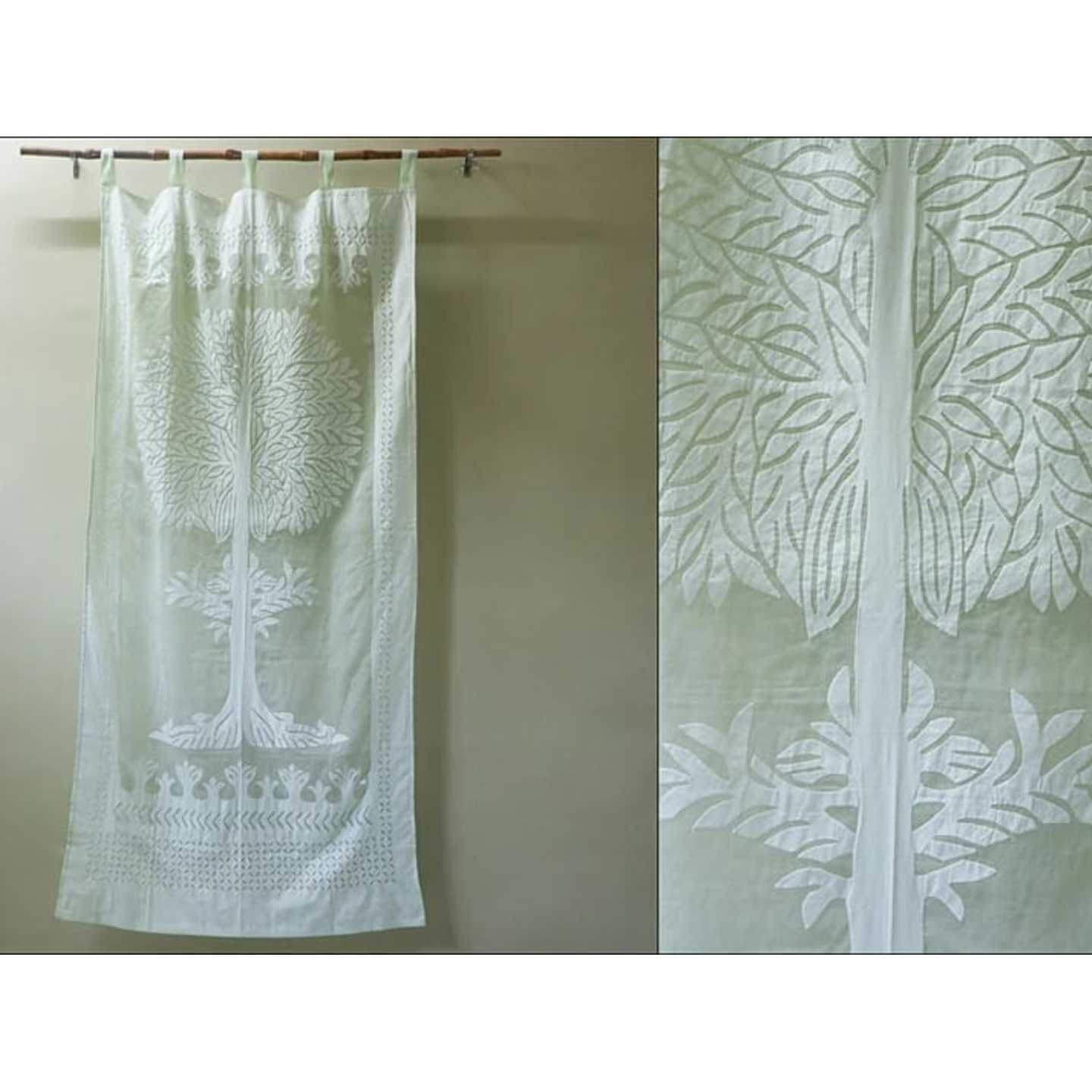 Applique Hand work Cotton Curtains - Tree Design