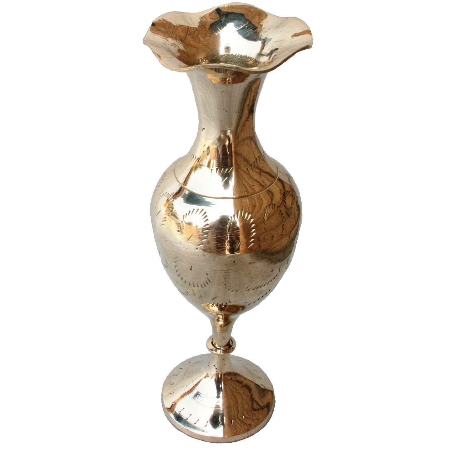 Brass Decorative Flower Vase with Flower Neck (9 inches)