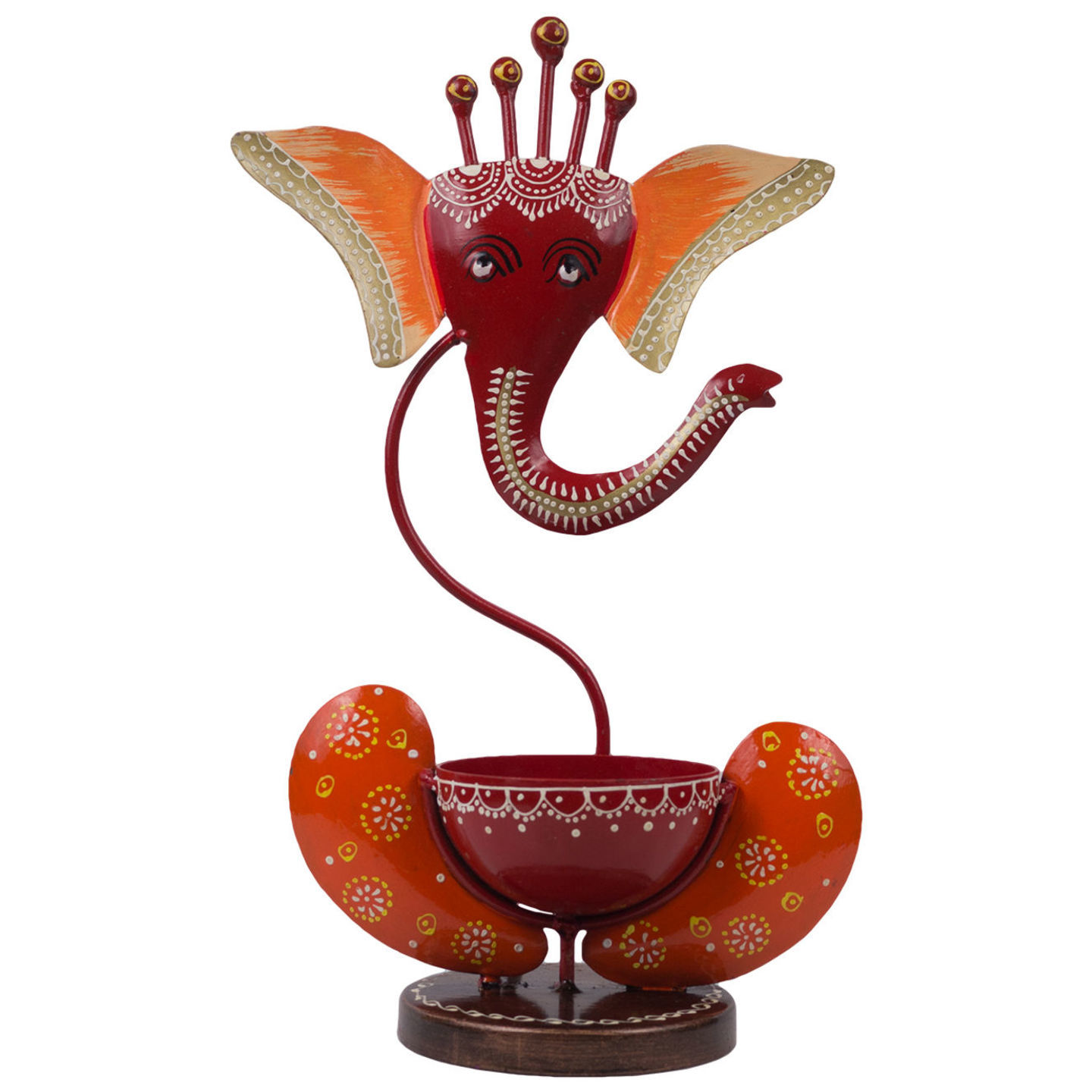 Multicolor Iron Ganesha T-Light Candle Stand