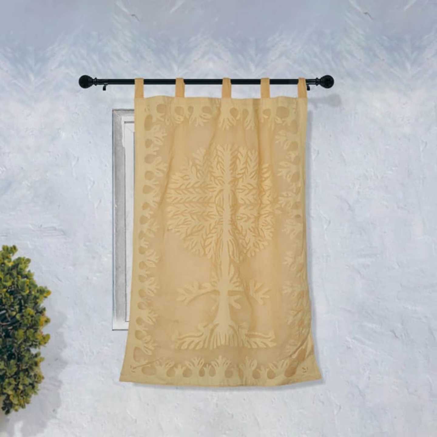 Applique Hand work Cotton Curtains - Tree Design
