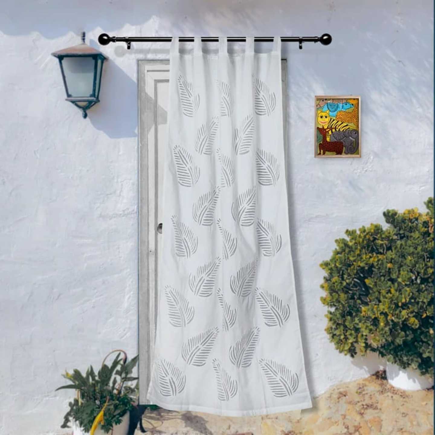 Applique Hand work Cotton Curtains - Leaves Design