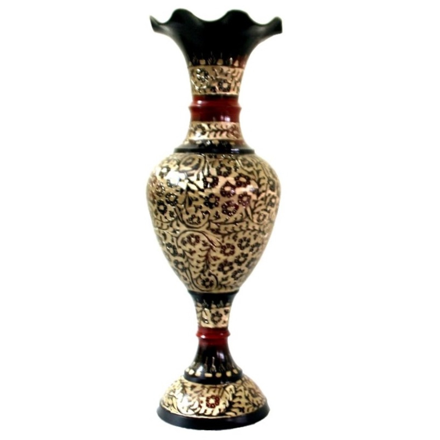Brass Golden & Black Flower Vase Big Meenakari (24 inches)