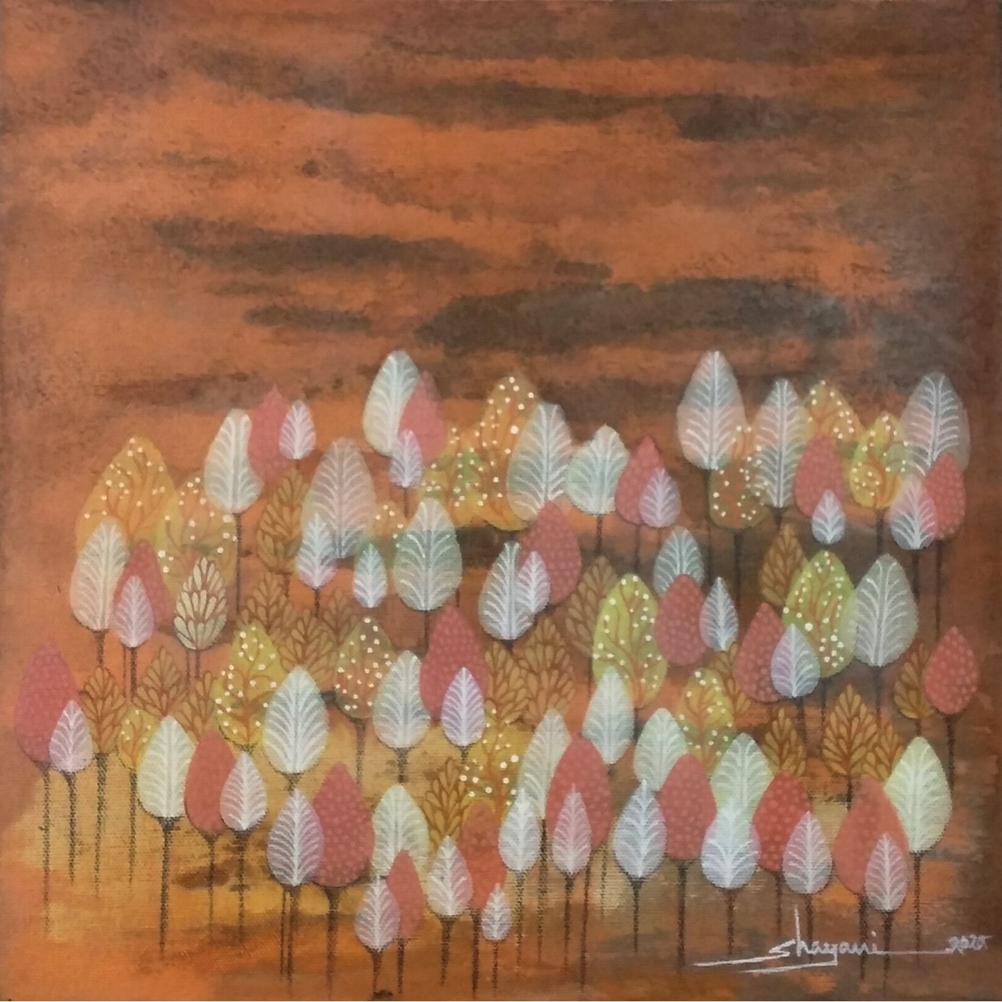 Dawn to Dusk Acrylic on Canvas Hand Painting By Artist Shayani Boral