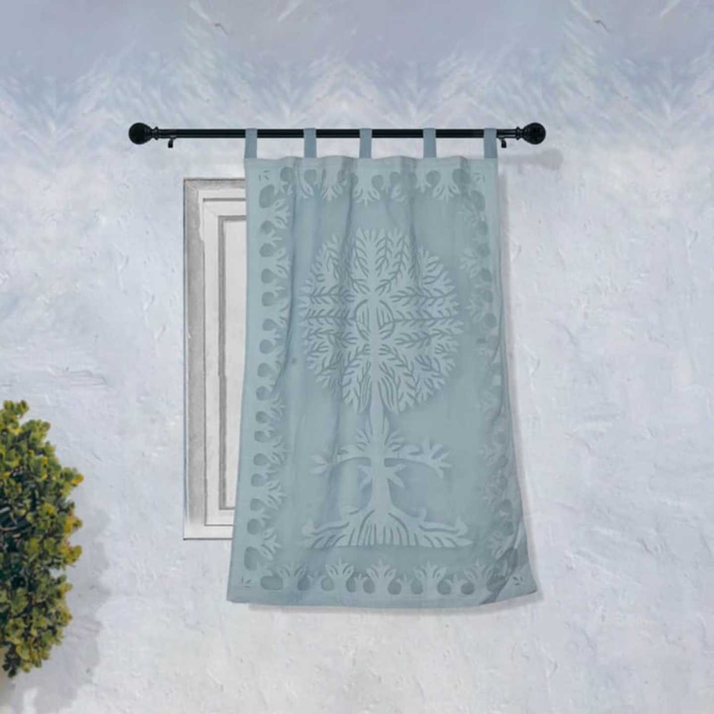 Applique Hand work Cotton Curtains - Tree Design