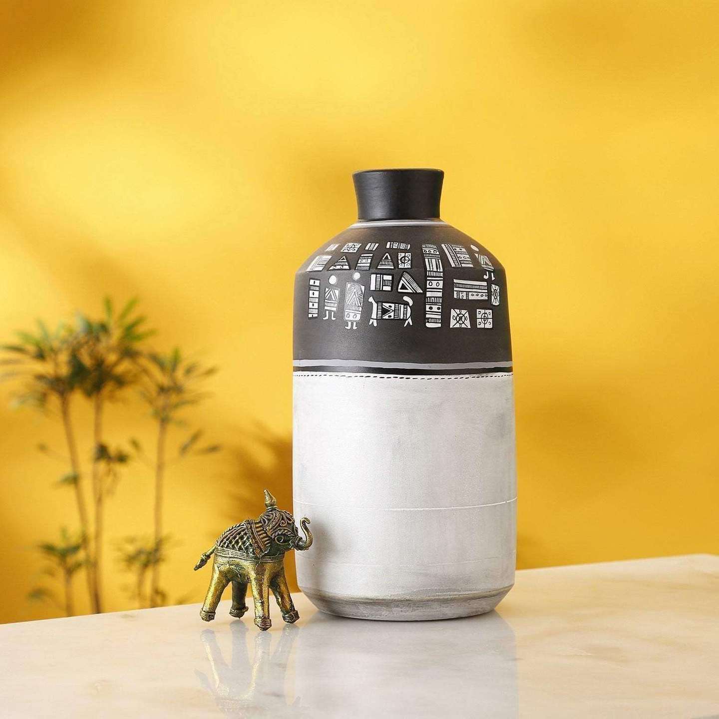 Hand-Painted Warli Terracotta Vases | Flower Vase for Home Décor|Vases for Living Room