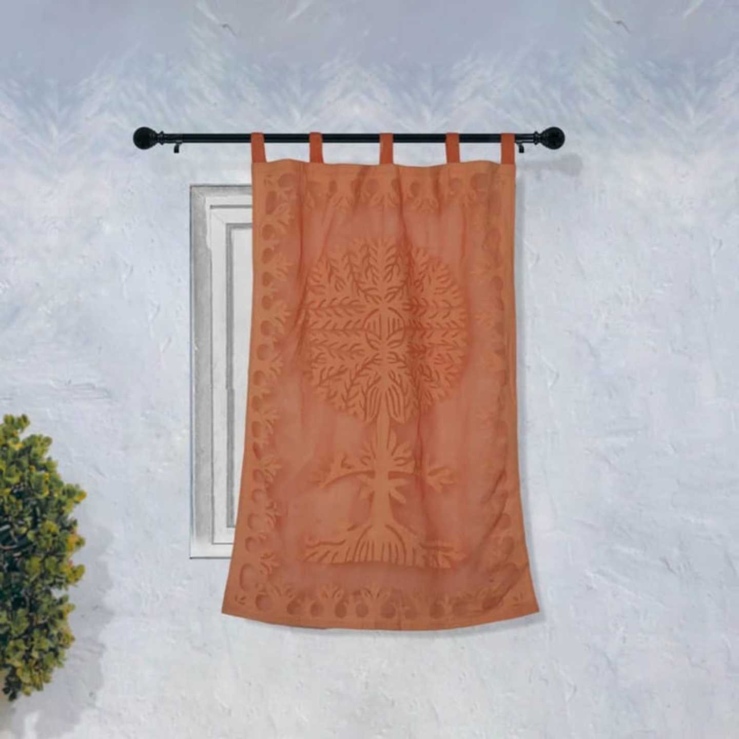 Applique Hand work Cotton Curtains - Tree Design