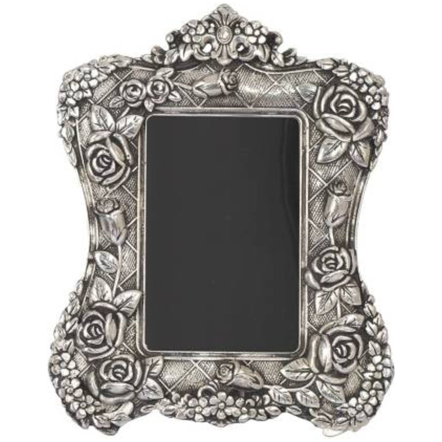 White Metal Silver-Plated Photo Frame (24 x 20 x 2 cm)