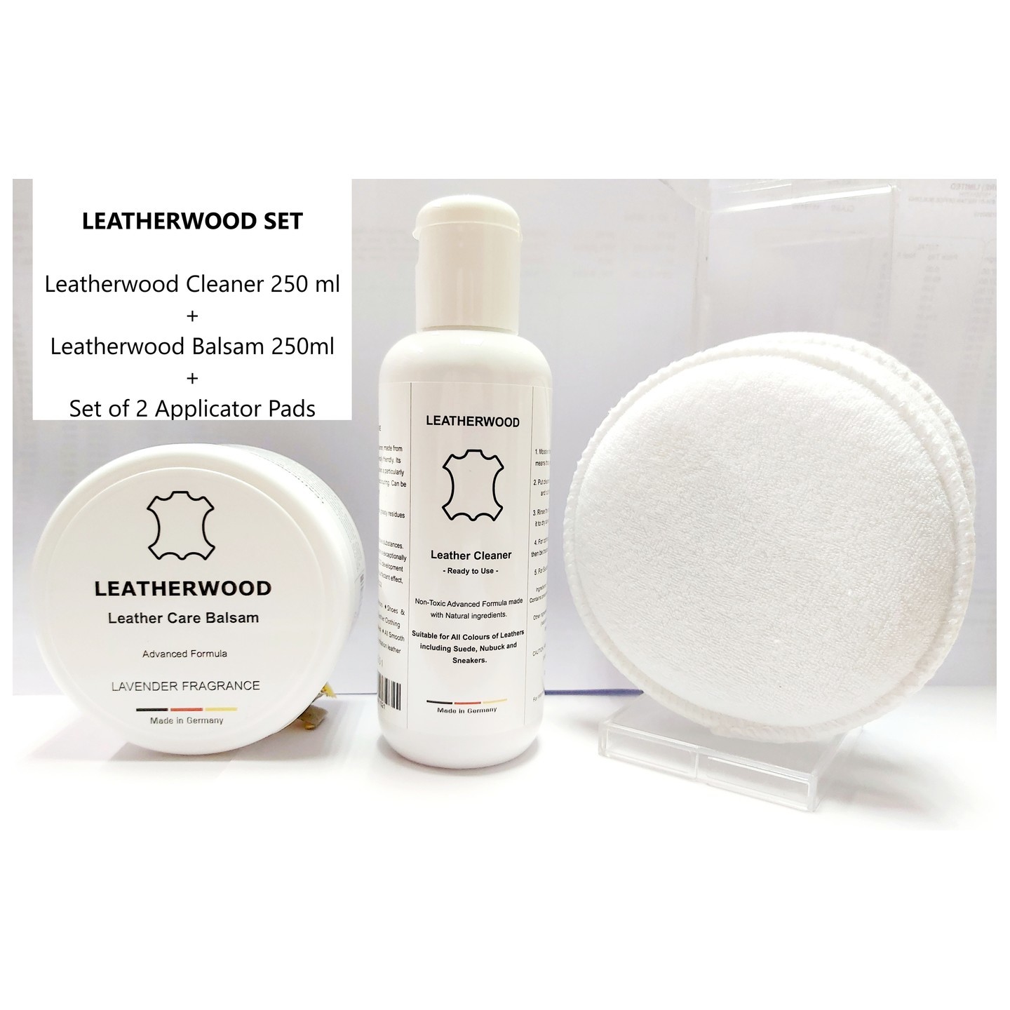 Leatherwood Leathercare Set Cleaner + Balsam + 2 Applicator Pads