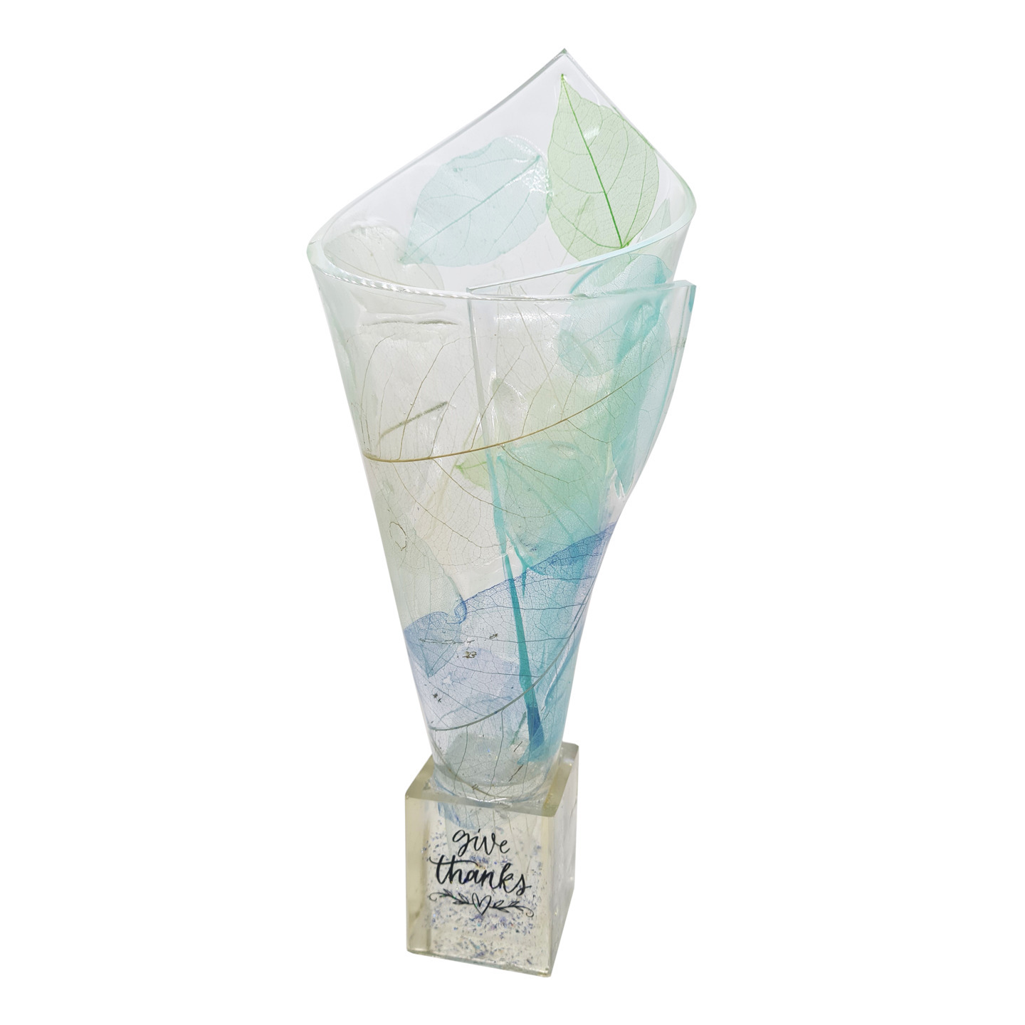 Resin Trophy Vase  Real flowers & leaves Handmade by PWD  Custom message with namelogo