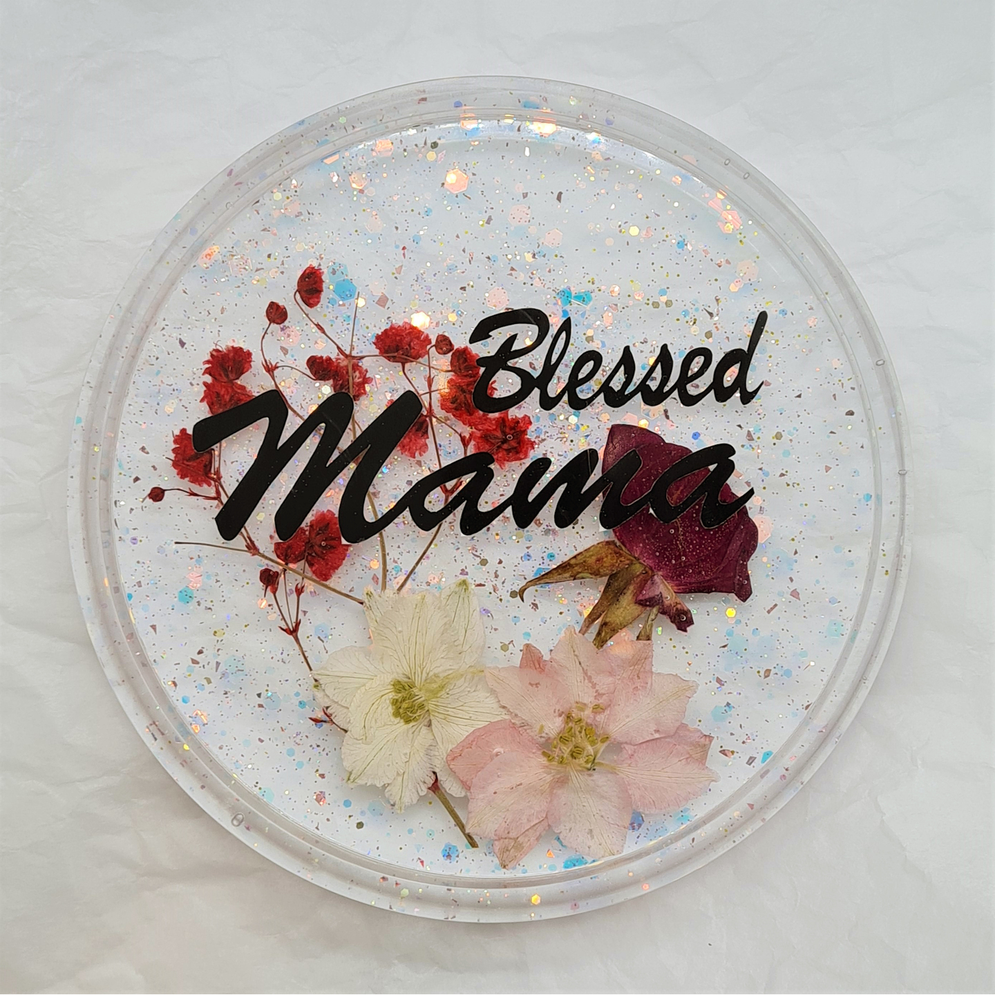Blessed Mama Coaster A- red bloom