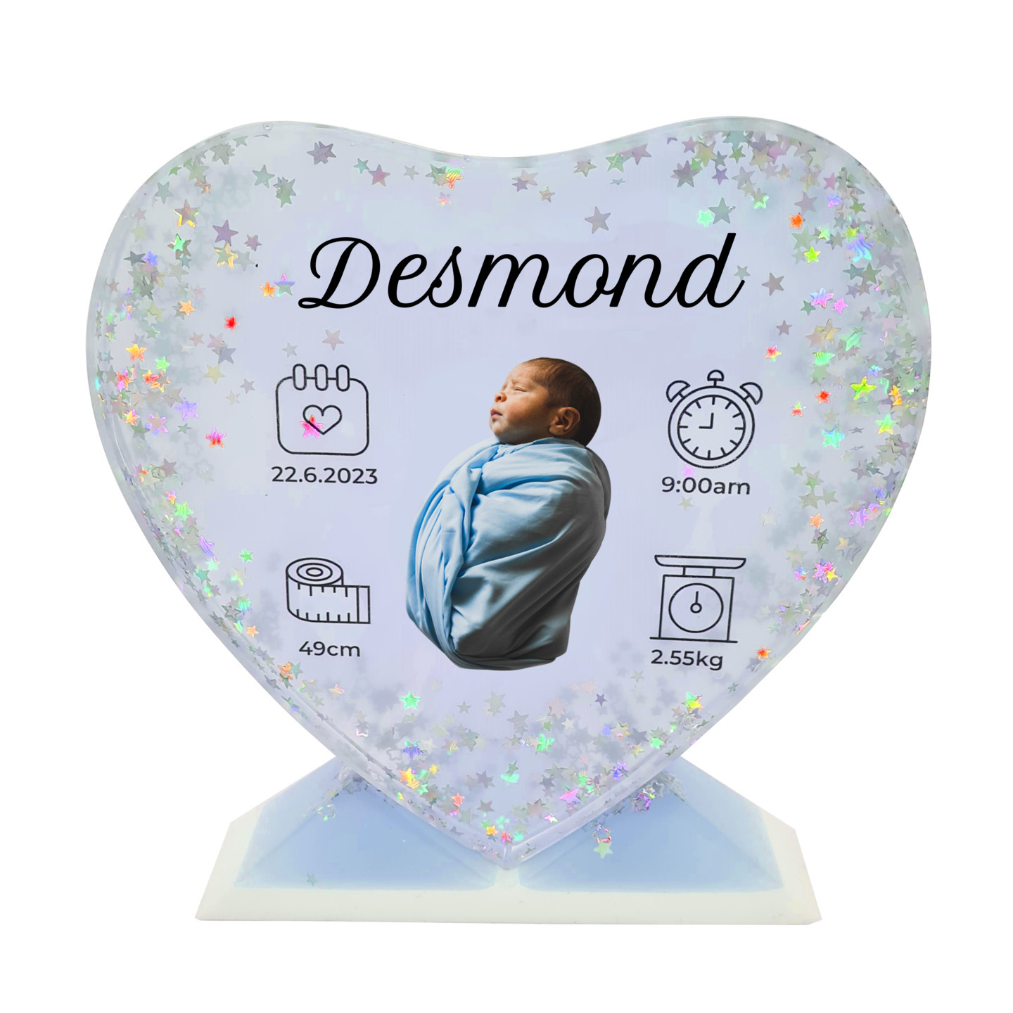 LOOK BABY  BOY OR GRIL  RESIN PLAQUE WITH STAND