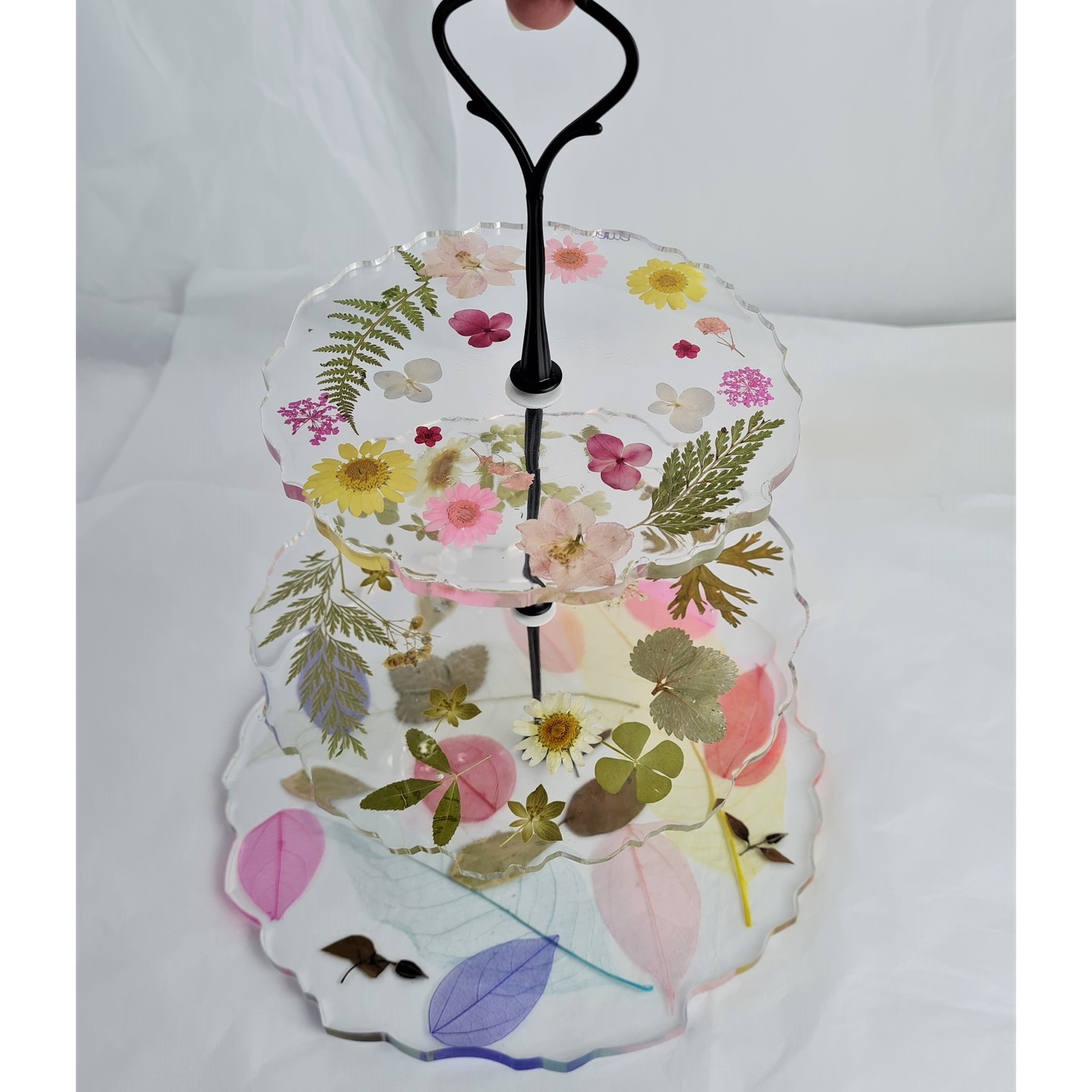 Blessed Mama Cake Display Flowers Galore Resin with real flowers & leaves Handmade by PWD